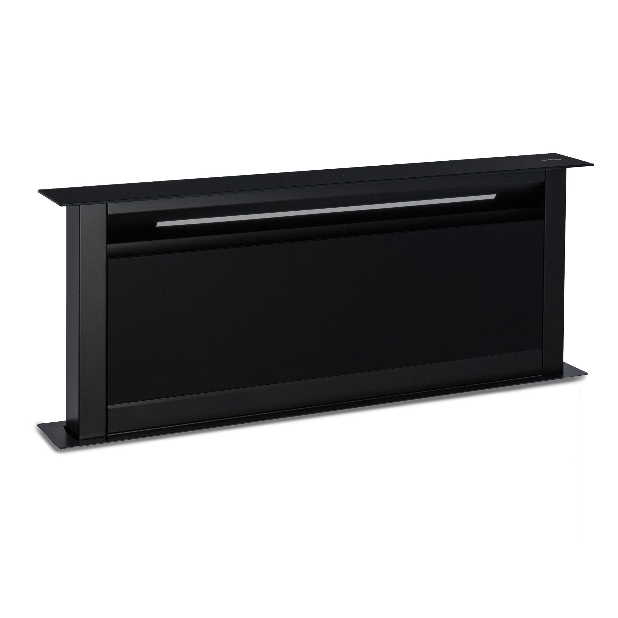 Klarstein Deckenhaube Royal Flush Eco Serie Royal Flush Eco Dunstabzug Downdraft 90 cm 714 m³/h Glas Edelstahl Royal Flush Eco, Versenkbare Tischabzugshaube Abluft Umluft mit LED & 4 Stufen