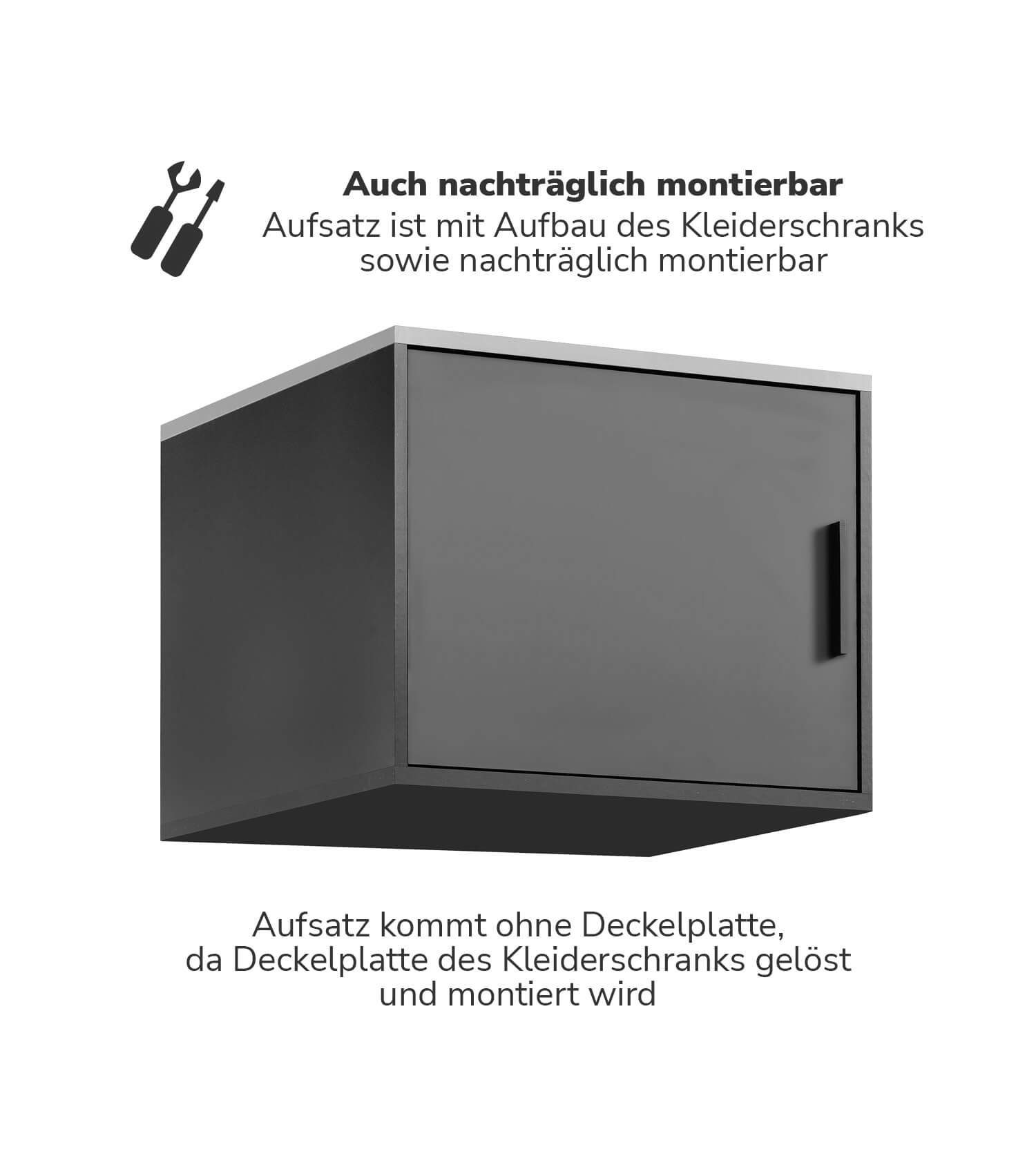 mokebo Aufsatzschrank Der Hochstapler (für extra viel Stauraum) Schrankaufsatz für Kleiderschrank 'Der Grenzenlose' in Schwarz