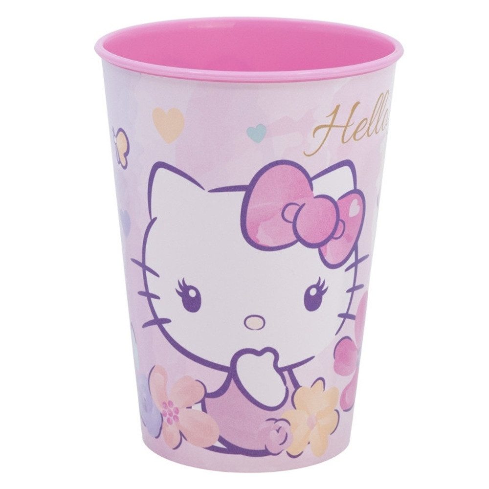 Hello Kitty Trinkflasche Hello Kitty Cute Becher, Kunststoff 260 ml, Mikrowellengeeignet bei 600 Watt für max. 2 Minuten