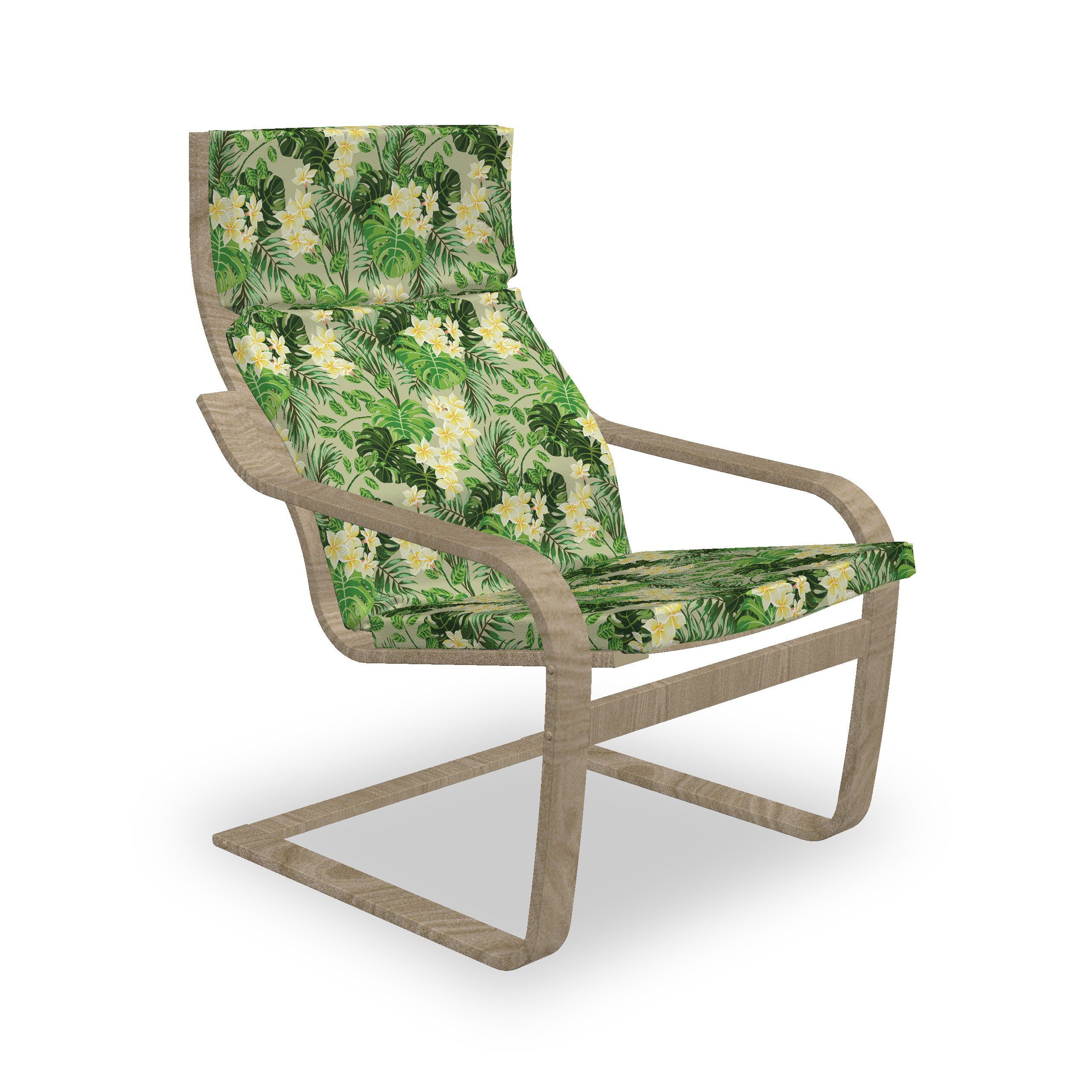 Abakuhaus Stuhlkissen Sitzkissen mit Stuhlkissen mit Hakenschlaufe und Reißverschluss, Blumen Exotische Pflanzendecke Muster