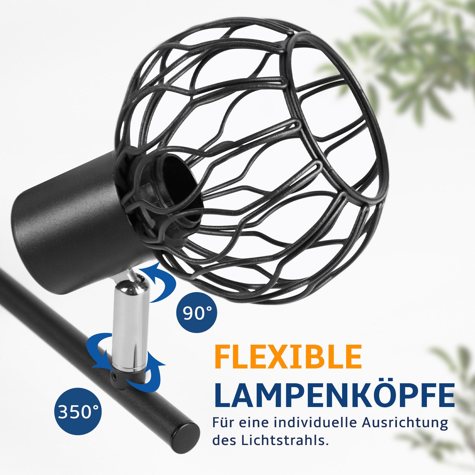 Nettlife Deckenstrahler 1/2/3/4flammig Weiß/Schwarz/grau E14 Metall 350° schwenkbaren Spots, ohne Leuchtmittel, für Wohnzimmer Küche Flur Deckenleuchte – Bild 5 von 5