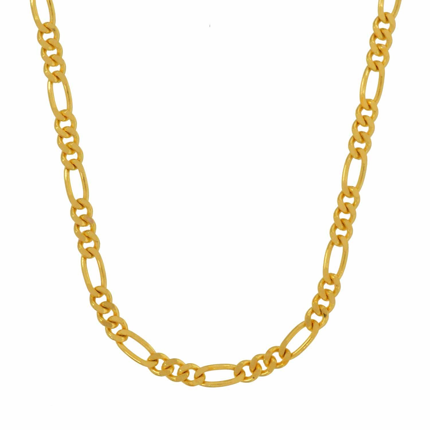 HOPLO Goldkette Figarokette 585 - 14 Karat Gold 2,2 mm 38 cm Halskette  Goldkette, Made in Germany