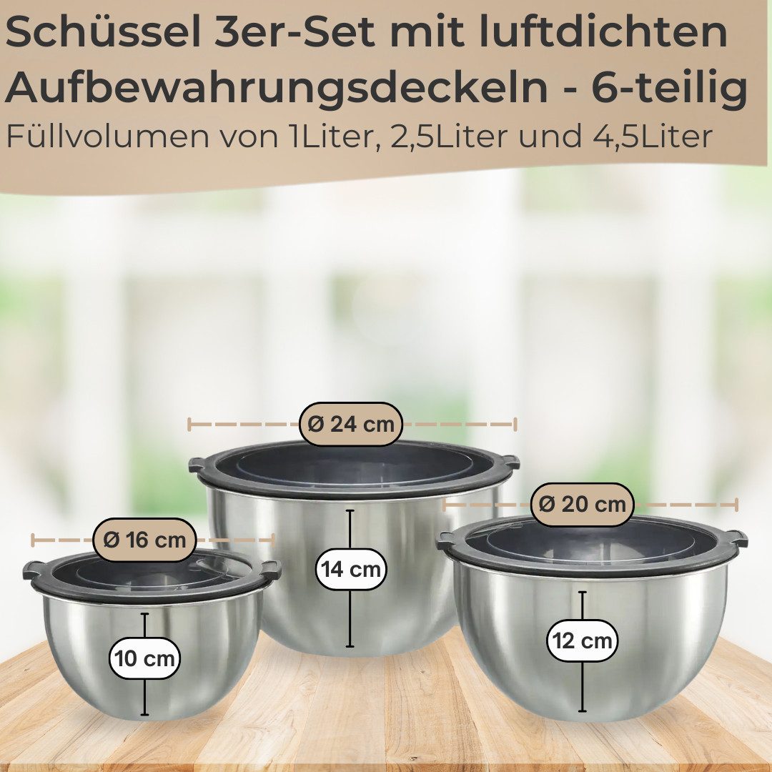Topanbieter999 Rührschüssel, Edelstahl, inkl. luftdichter Aufbewahrungsdeckel – Bild 2 von 5