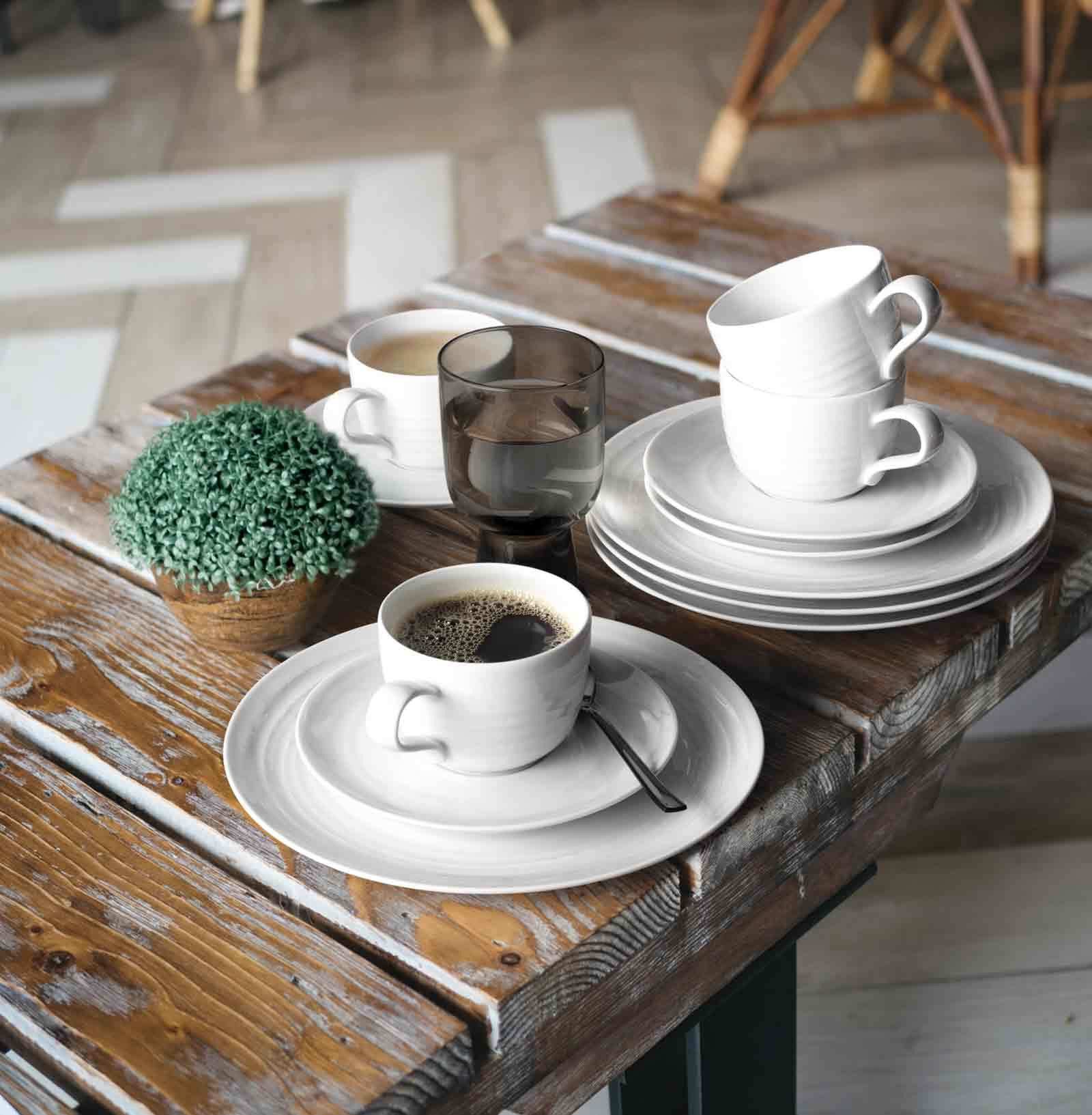 Seltmann Weiden Cappuccinotasse Terra Milchkaffeetassen mit Untertassen 400 ml, 12-tlg., Porzellan