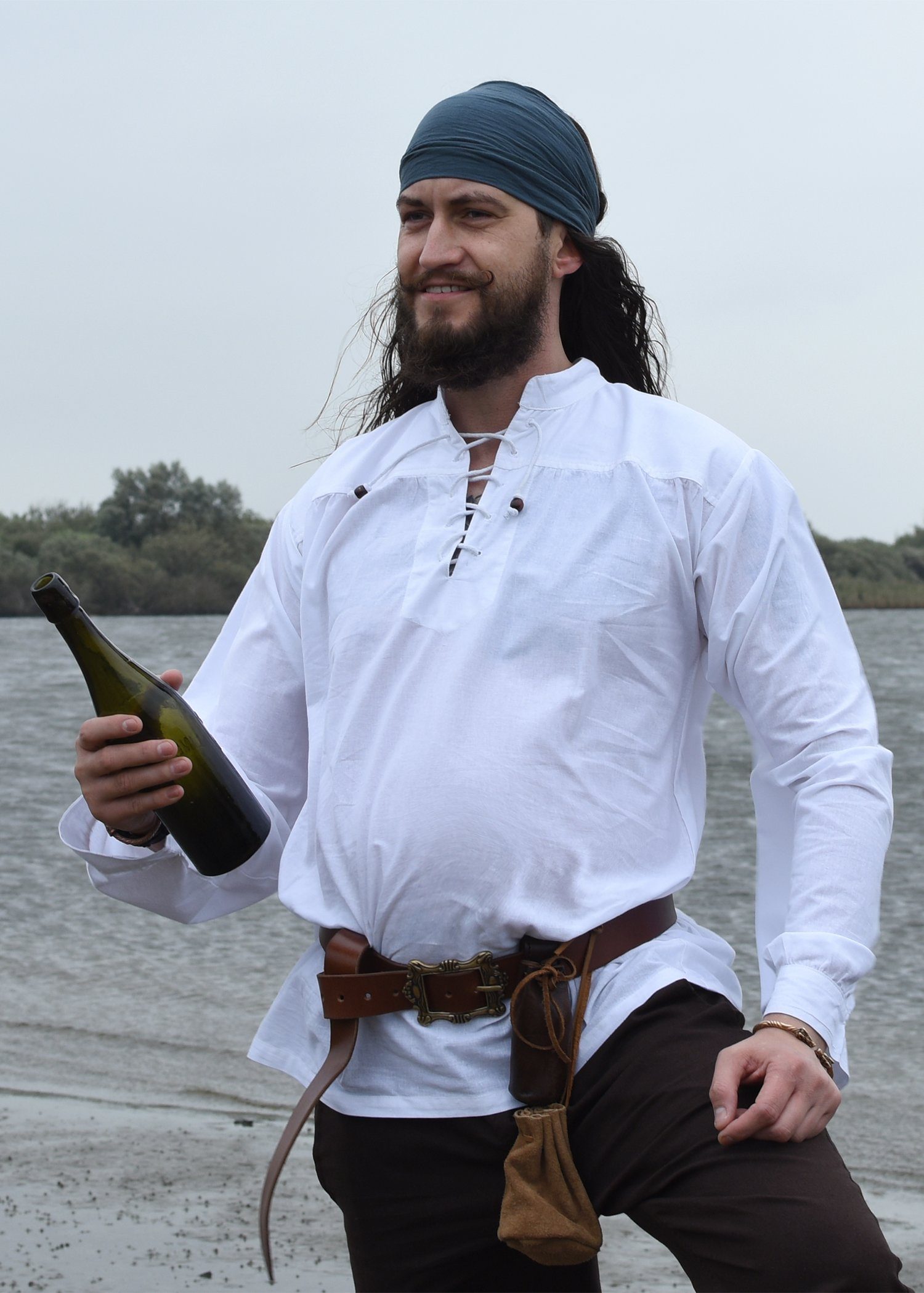 Wikinger-Kostüm Mittelalter-Hemd Ludwig, weiß