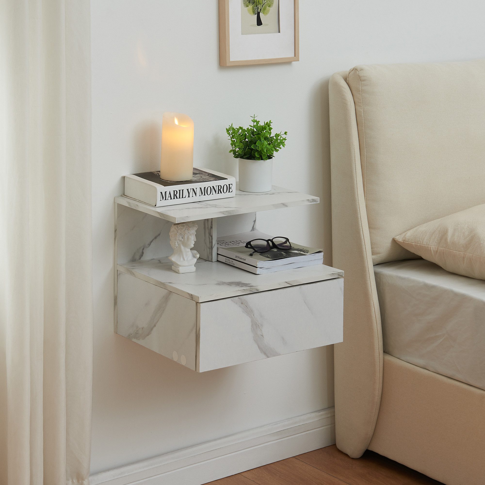 en.casa Wandboard, »Amberg« Nachttisch hängend 40x35x31 günstig online kaufen
