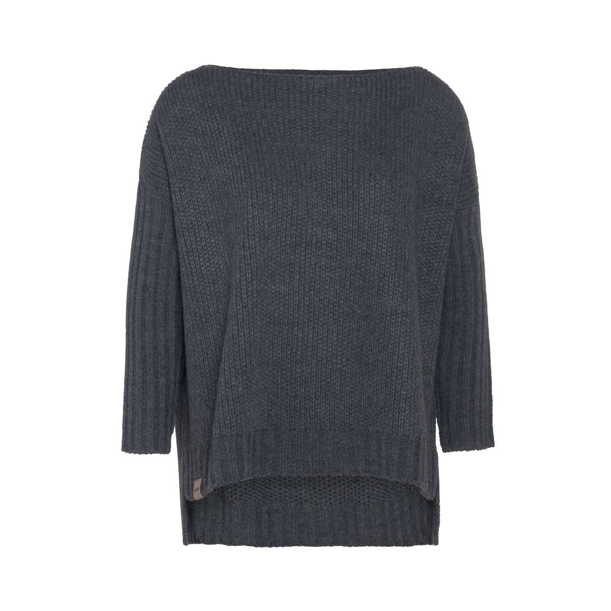 Knit Factory Strickponcho Kylie Pullover 46/54 Glatt Anthrazit (1-tlg) Strickware Strickartikel Pullover Strickpullover