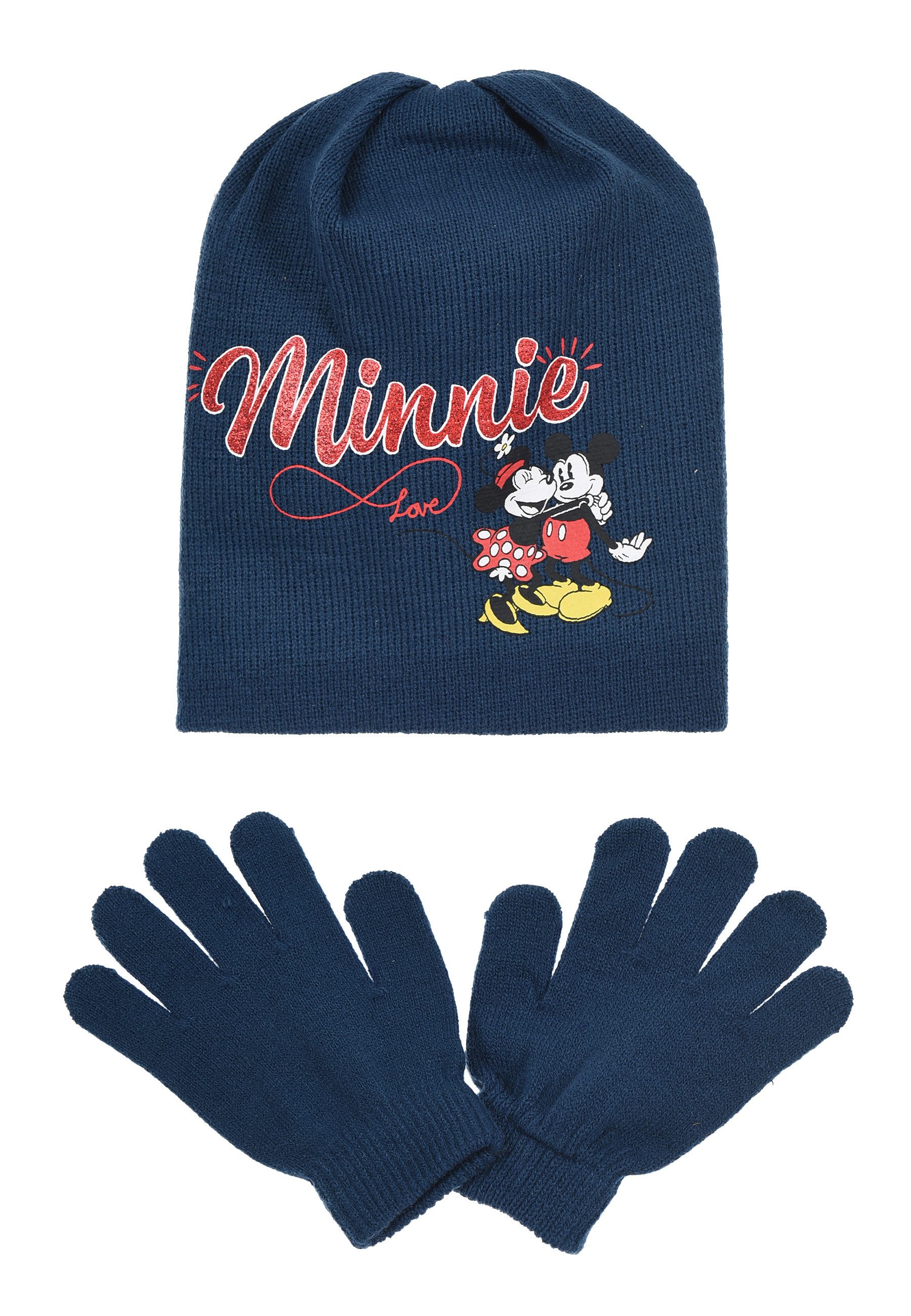 Beanie Minnie Mouse Kinder Mädchen Winter-Set Winter-Mütze Handschuhe