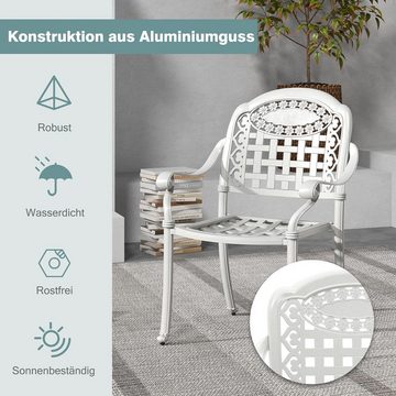 KOMFOTTEU Gartenstuhl Balkonstuhl (2er Set), aus Aluminiumguss bis 165kg belastbar