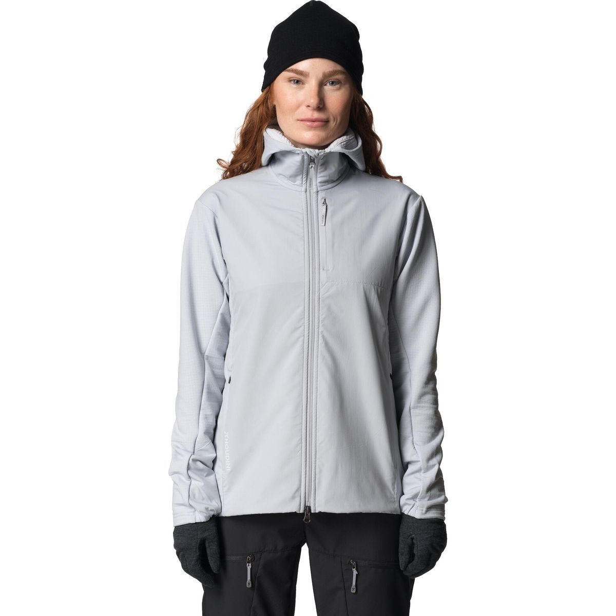 Houdini Fleecejacke W's Moonwalk Houdi Technischer Damen-Hoodie für alpines Gelände, kombiniert Wetterschutz