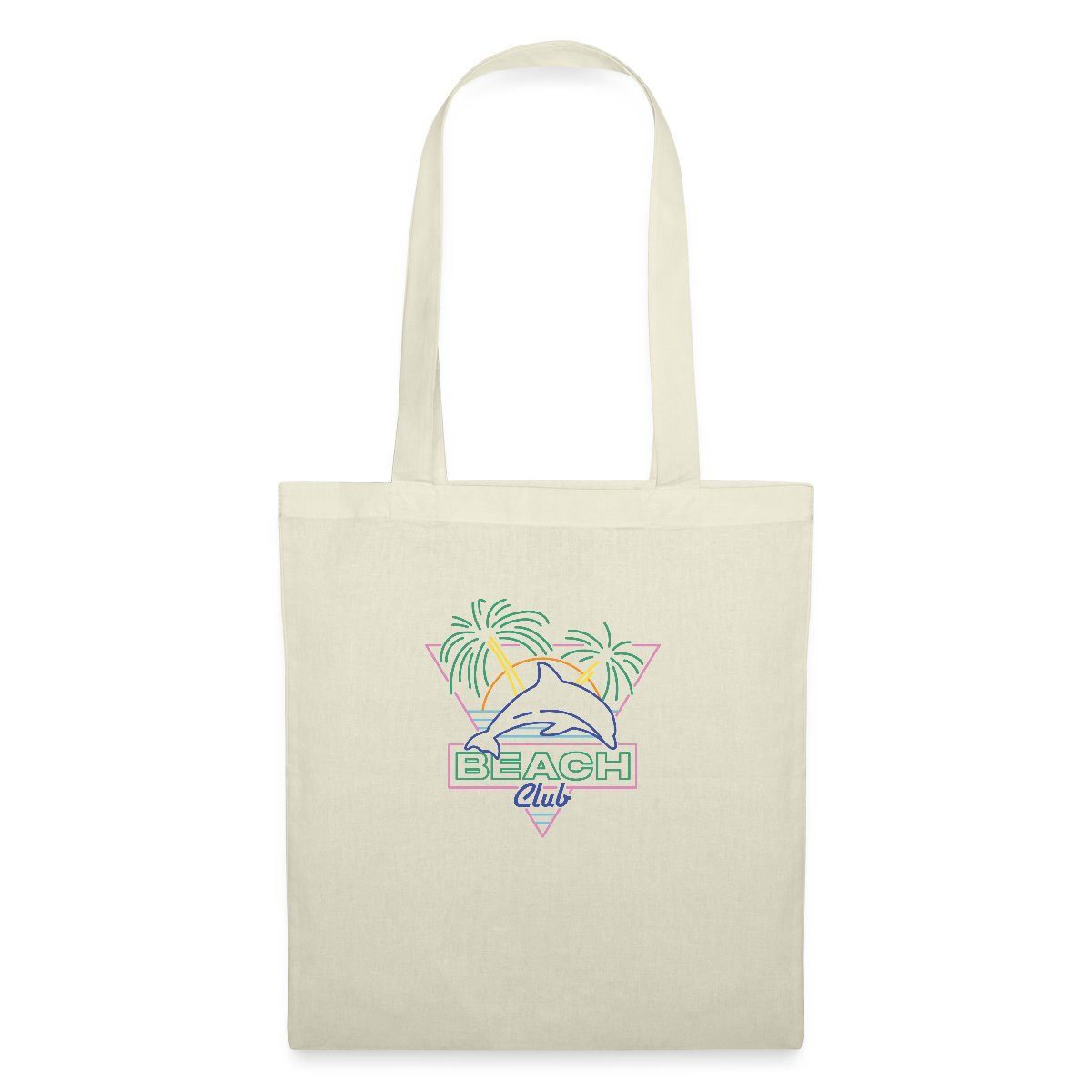 Spreadshirt Henkeltasche Retro Beach Club Neon Sign Print Stoffbeutel (1-tlg)
