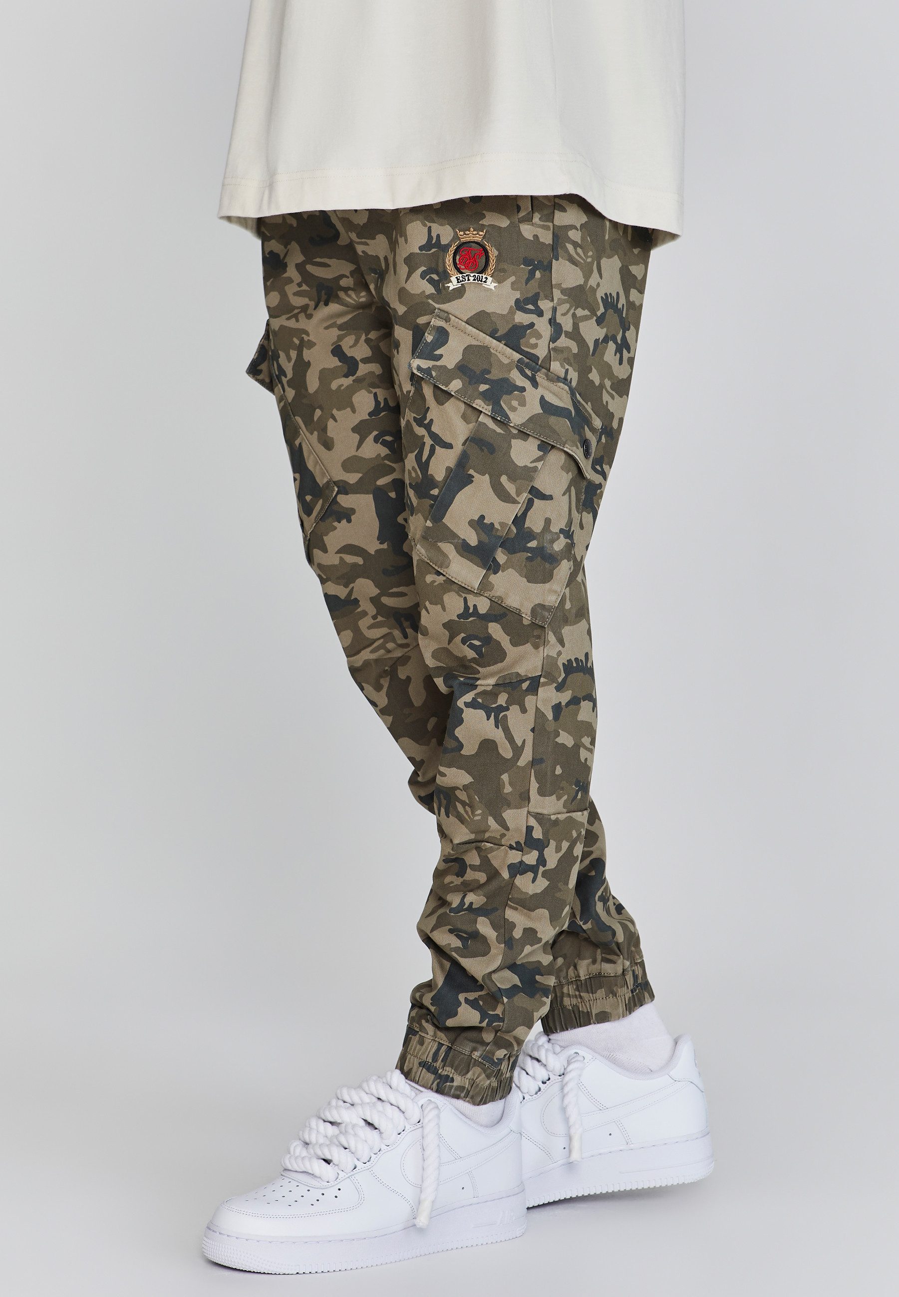 Siksilk Cargohose SikSilk Herren Grün Camo günstig online kaufen