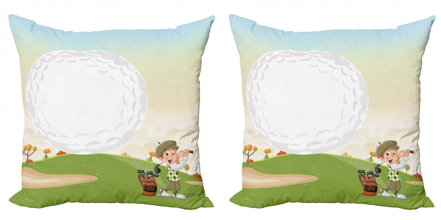 Kissenbezüge Modern Accent Doppelseitiger Digitaldruck, Abakuhaus (2 Stück), Golf Little Boy Schlagen des Balles