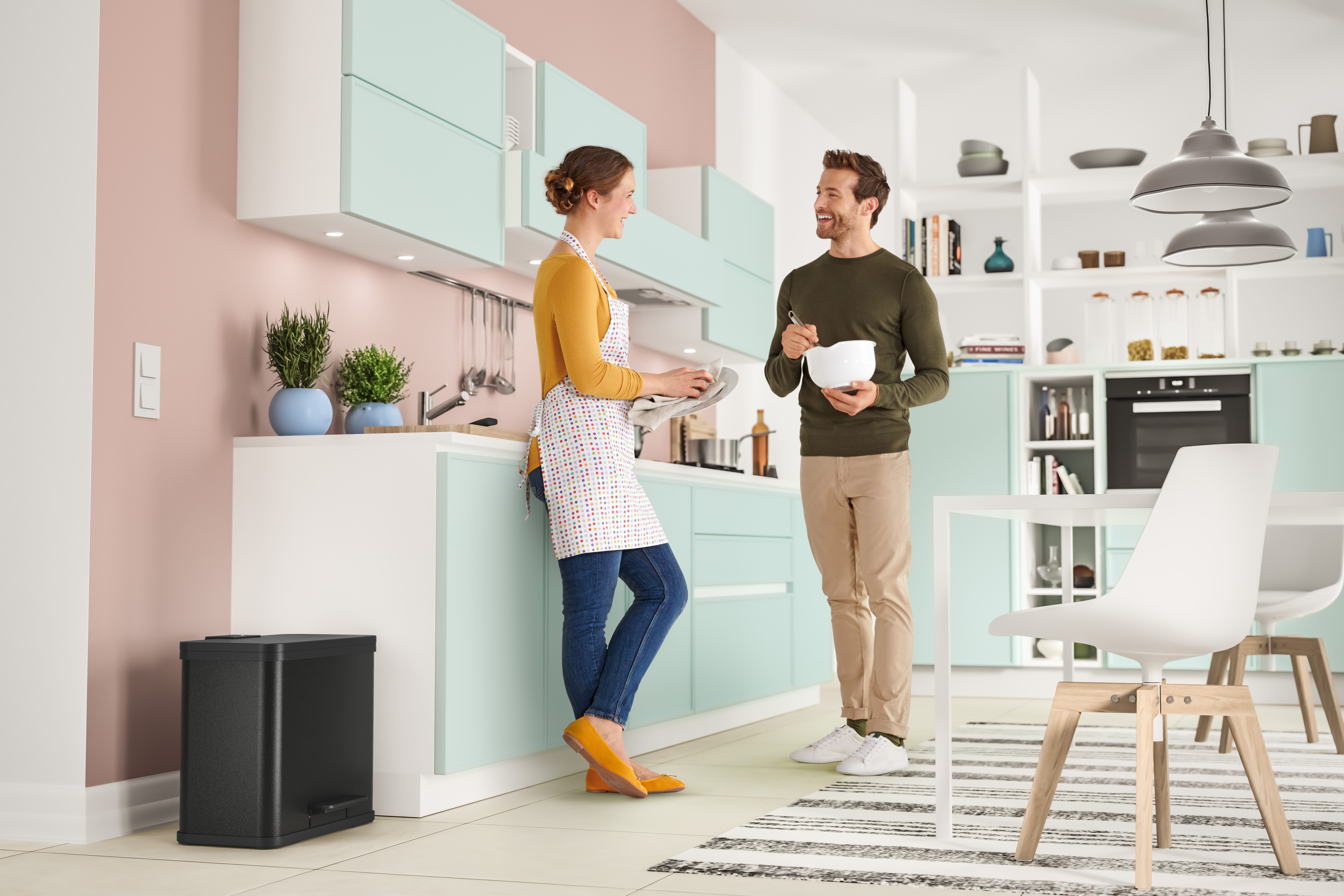 Hailo Mülleimer Öko duo Plus L, 26 l, Stahlblech o. Edelstahl, Kunststoff Inneneimer, Made in Germany