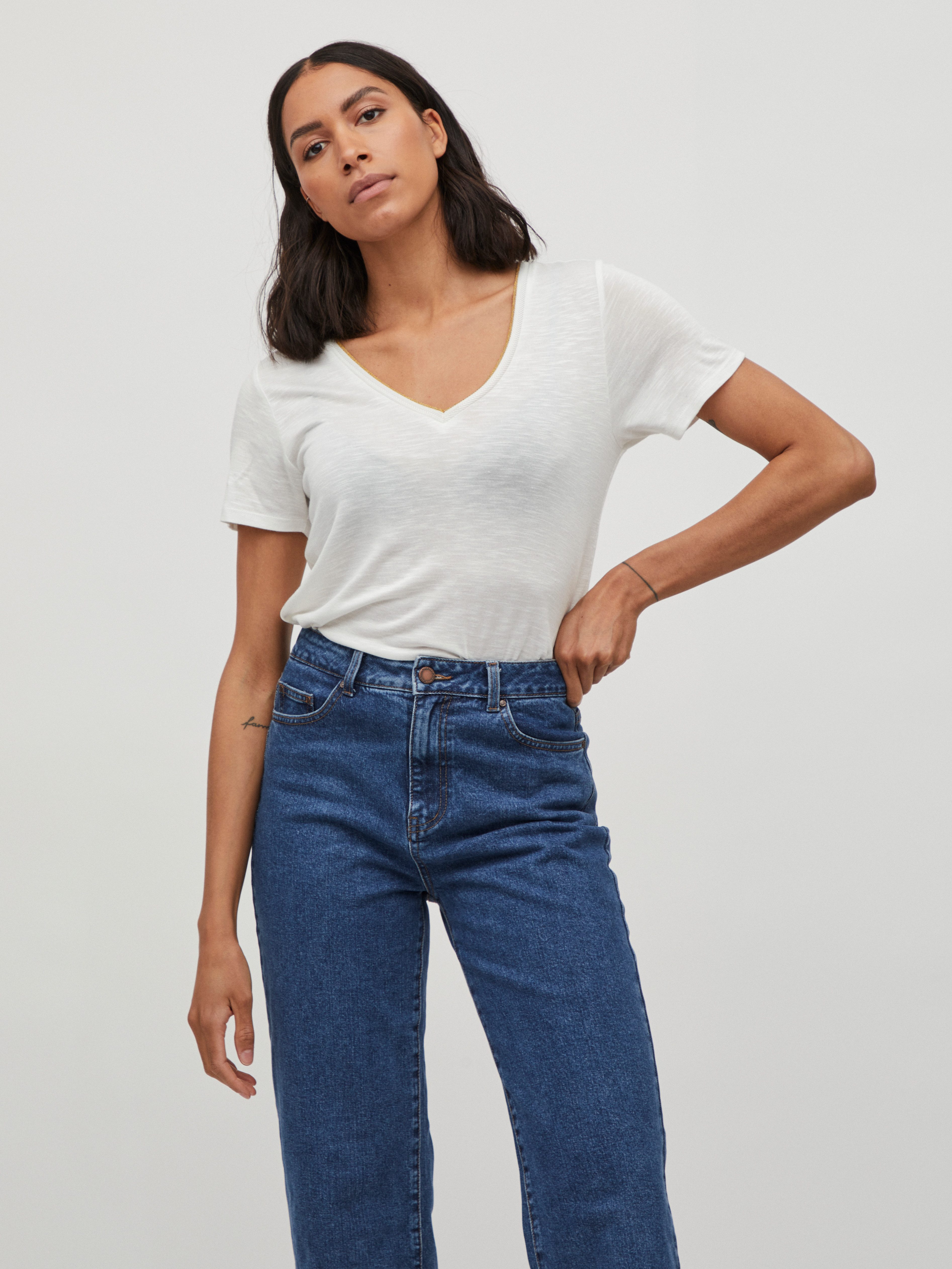 Vila T-Shirt VINOEL S/S TOP - NOOS Viskosemischung, regular fit
