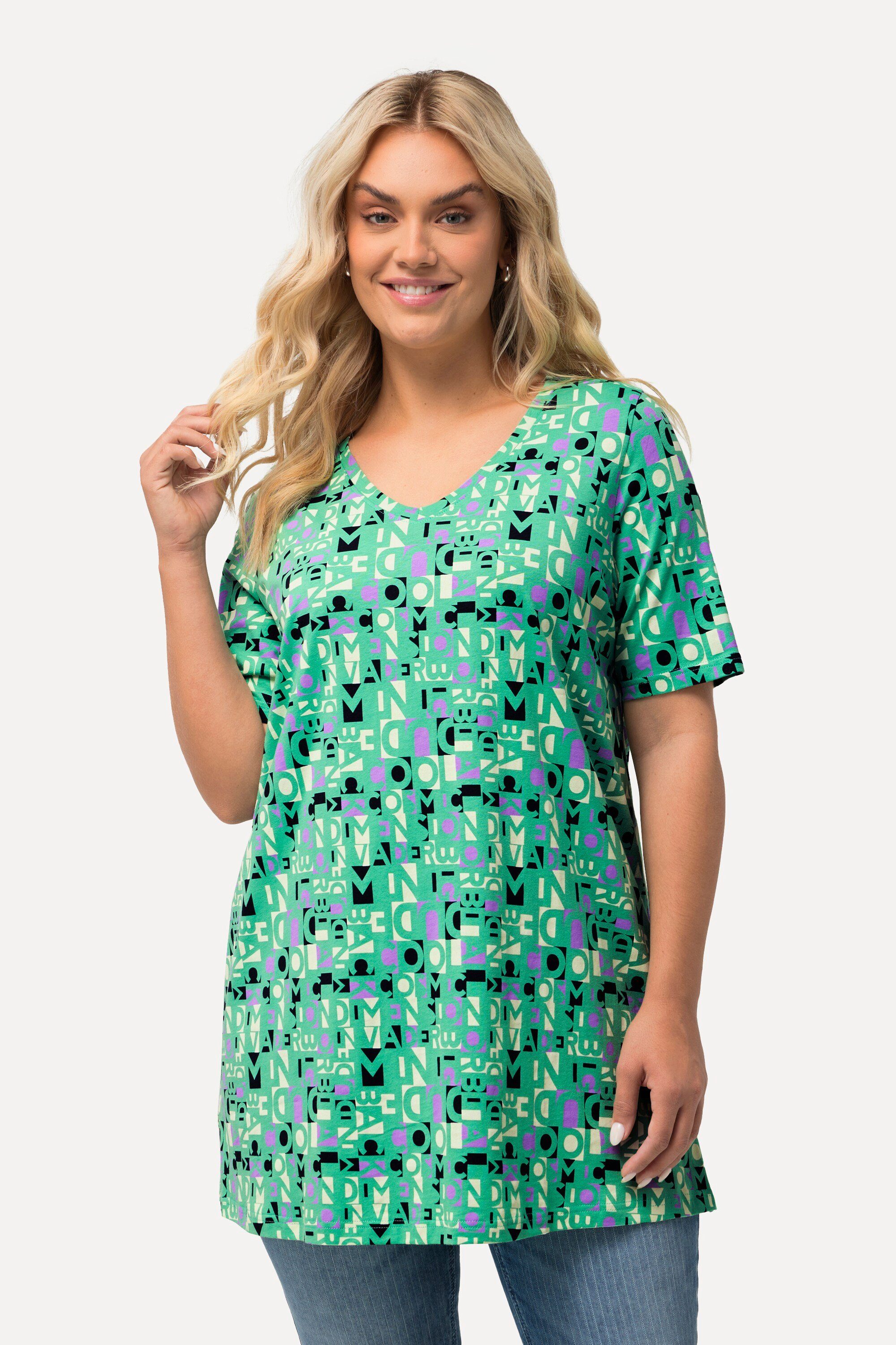 Ulla Popken T-Shirt T-Shirt Buchstaben A-Linie günstig online kaufen