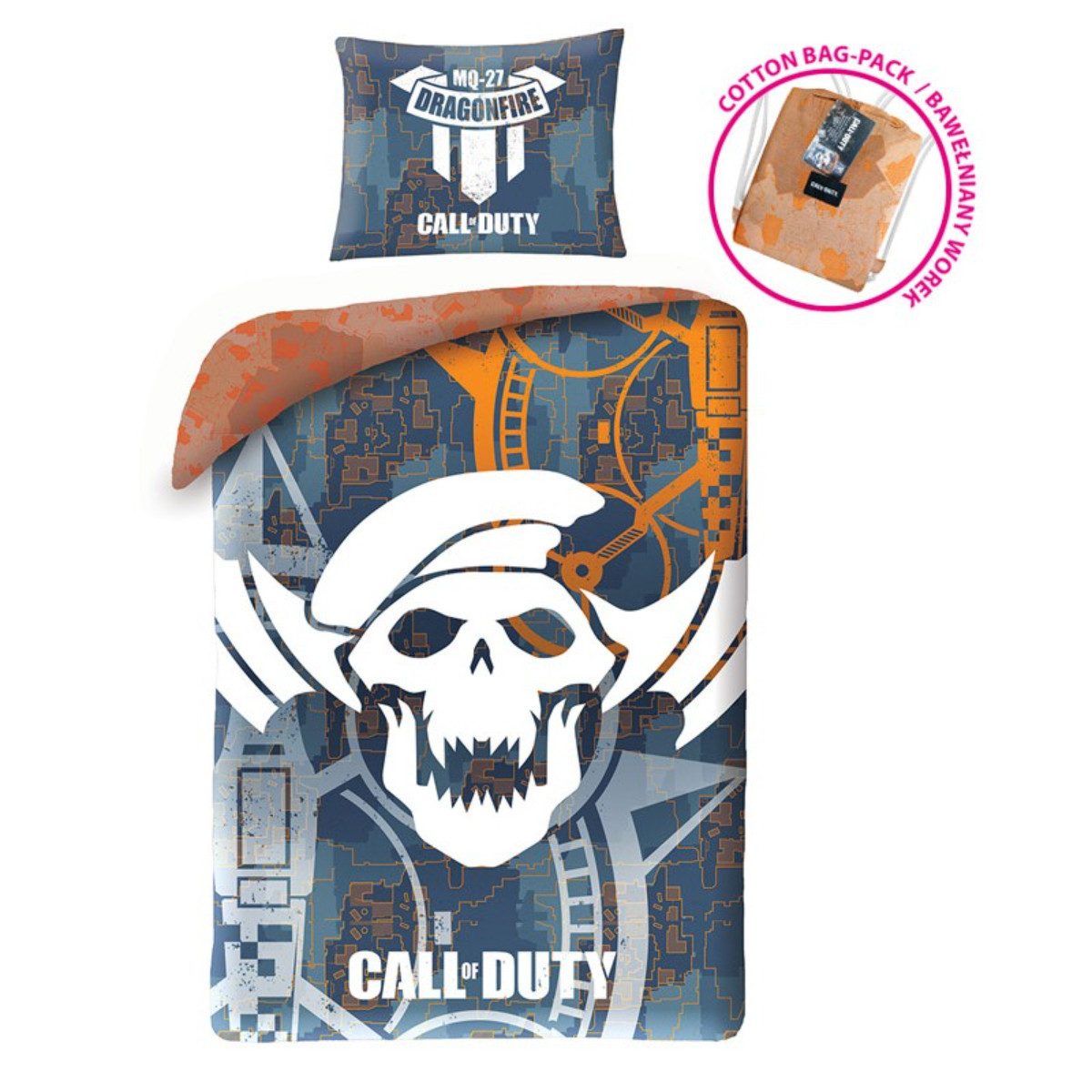Call of Duty Bettwäsche Set Baumwolle Bettdeckenbezug 140 × 200 cm mit 70 × 90 cm Kissenbezug, 2 teilig