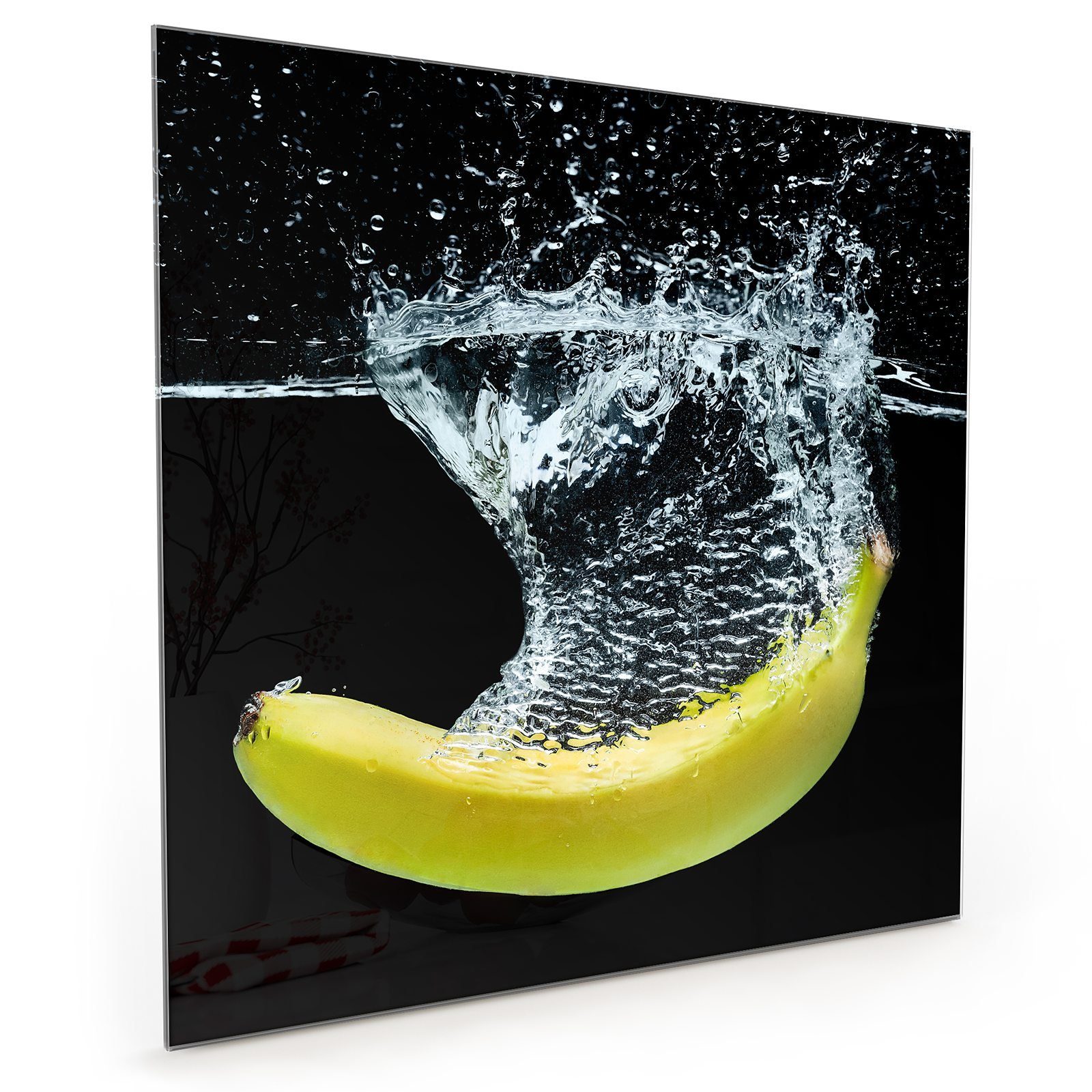 Primedeco Küchenrückwand Küchenrückwand Spritzschutz Glas mit Motiv Banane im Wasser