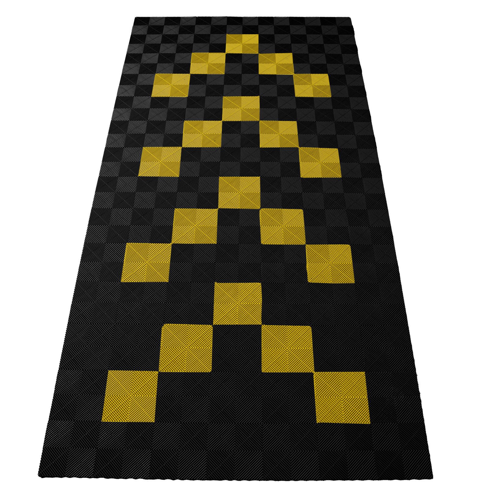 RAMROXX Klickfliesen Performance Bodenfliesen Garagenboden 2,8mx5,6m Schwarz Gelb Set1