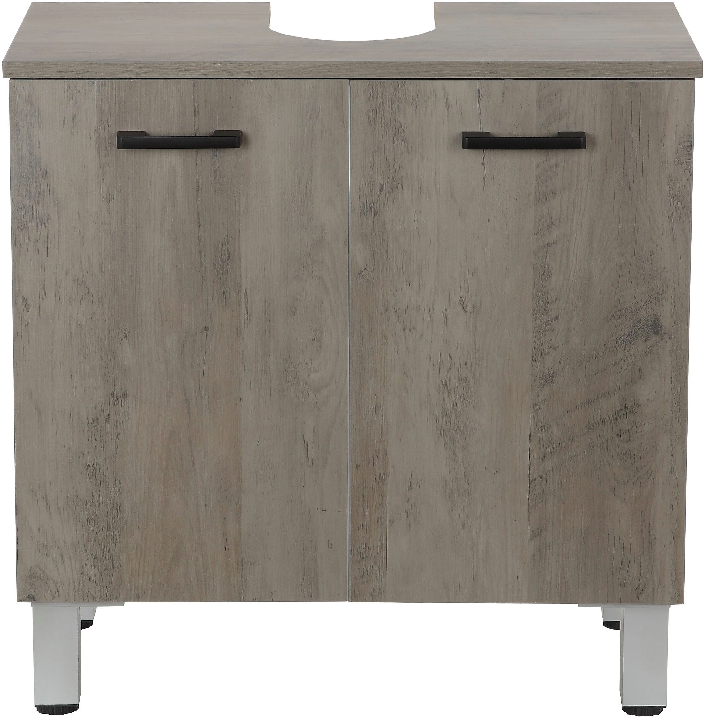 welltime Waschbeckenunterschrank Florenz,Breite 60cm, 2 Tür, 2 Fächer, mit Siphonausschnitt, MDF-Front in verschiedenen Farben erhältlich, Badmöbel, Badschrank, – Bild 3 von 5
