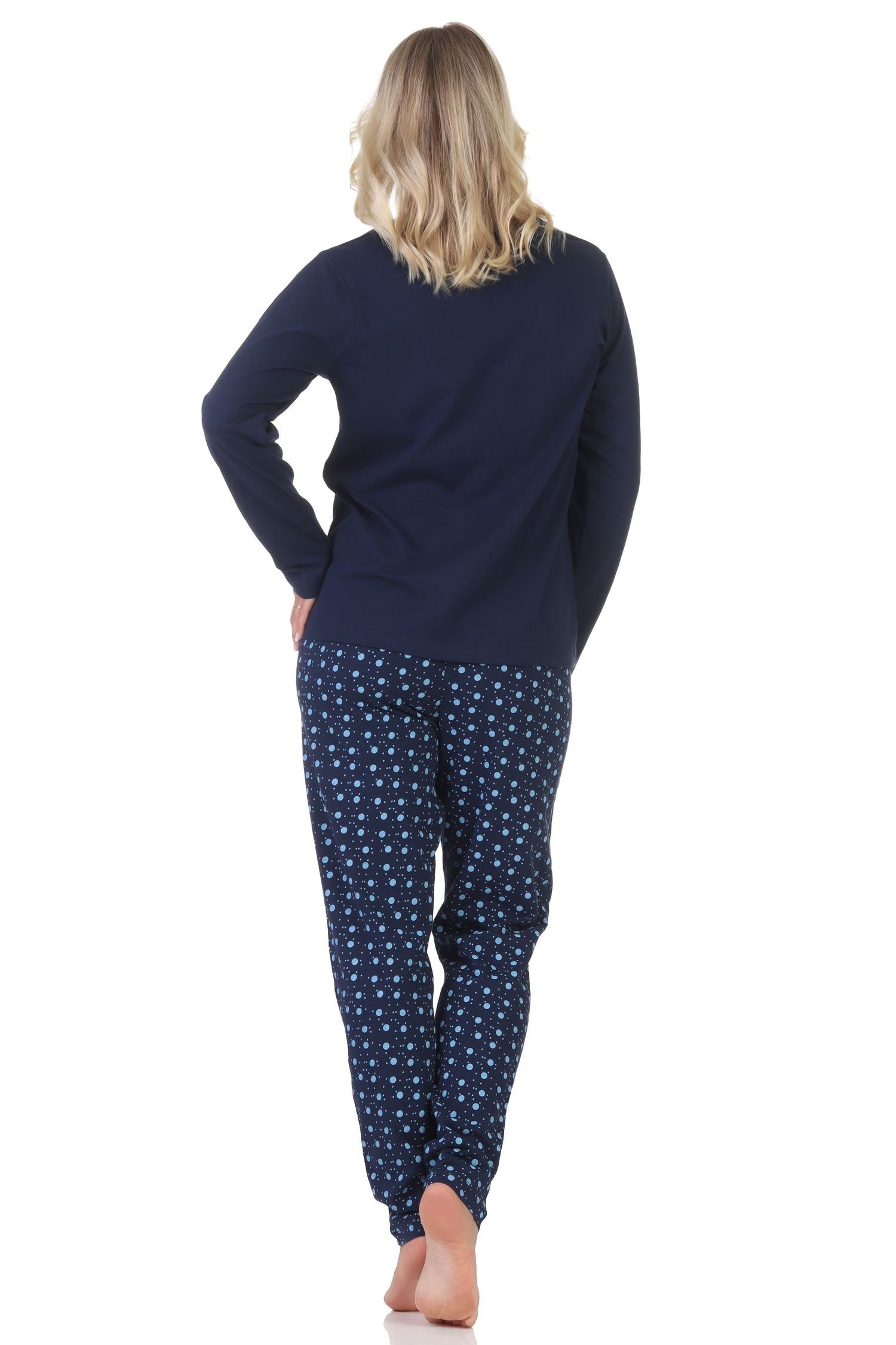 Normann Pyjama Normann Damen Pyjama Schlafanzug langarm mit süßem Teddy-Motiv
