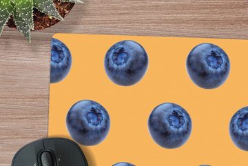 MuchoWow Gaming Mauspad Blaue Beere - Orange - Muster (1-St), Mousepad mit Rutschfester Unterseite, Gaming, 40x40 cm, XXL, Großes