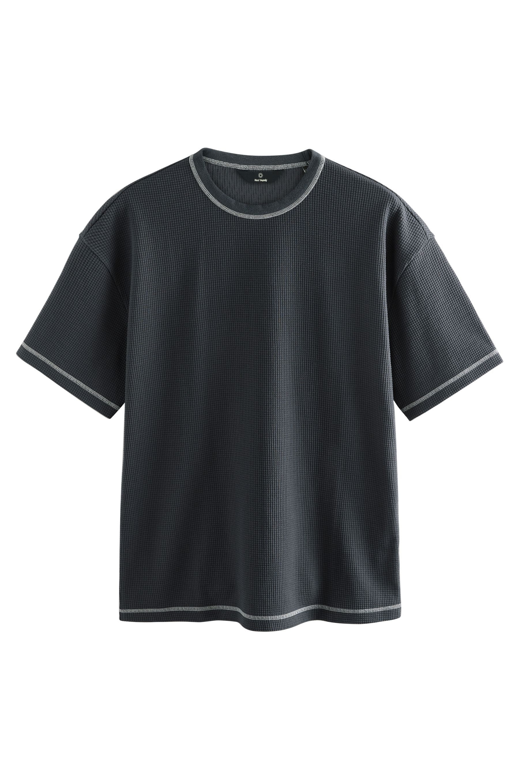 Next T-Shirt Strukturiertes T-Shirt mit Kontrastnaht günstig online kaufen