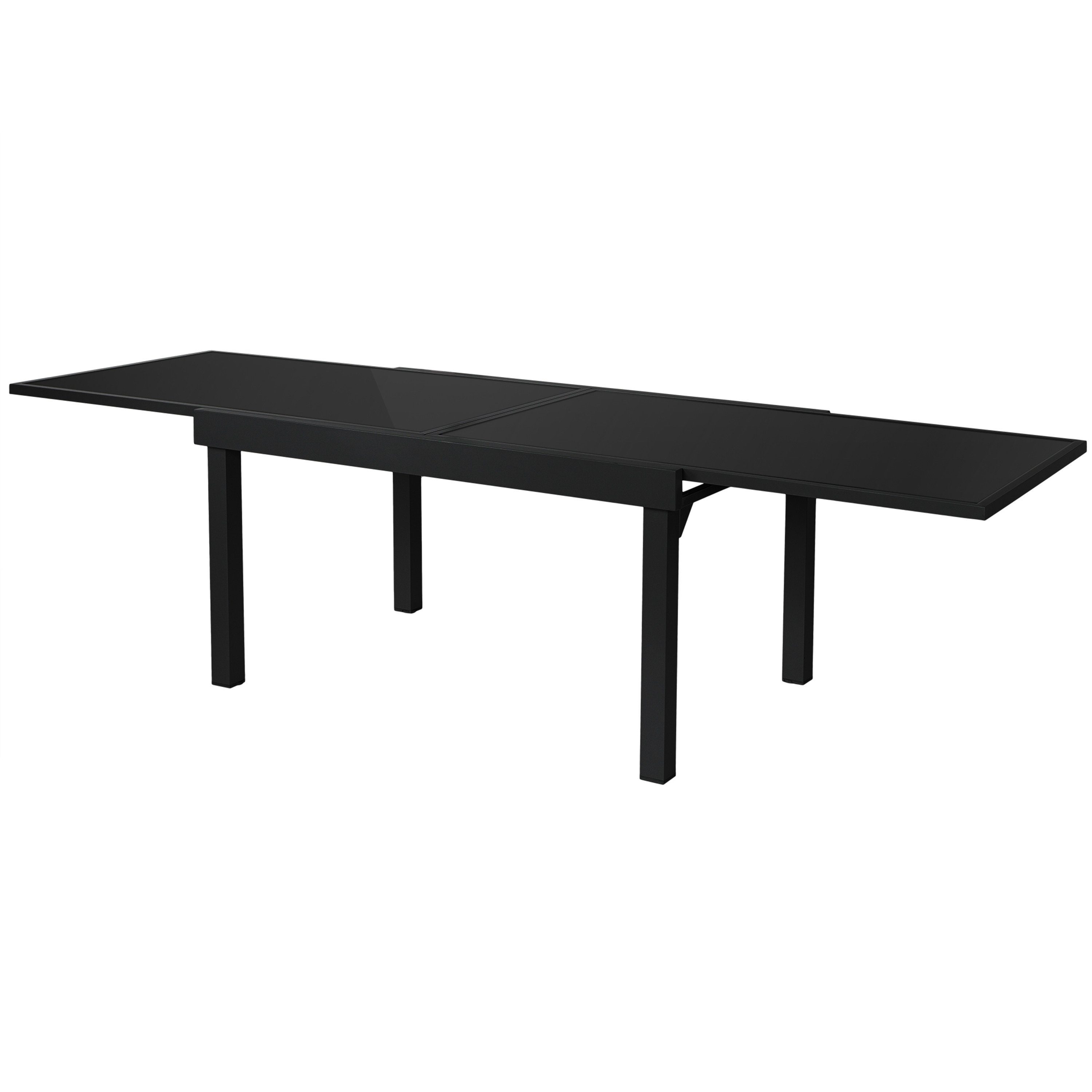 schwarz - XXL - ausziehbar Diplomat style (Tisch), Gartentisch - ib Gartentisch cm Aluminium 135 Ausziehtisch ESG-Sicherheitsglas - 270