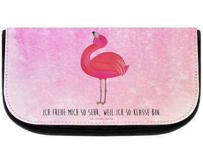 Mr. & Mrs. Panda Kosmetiktasche Flamingo Stolz - Aquarell Pink - Geschenk, Make-Up Tasche, Kulturbeut (1-tlg), Einzigartiges Design