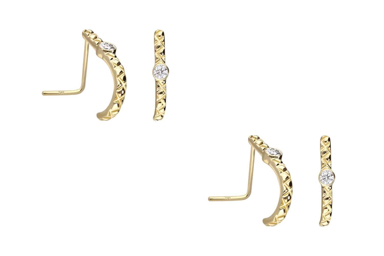 PIERCINGLINE Nasenpiercing 14/18 Karat Gold Nasenstecker MOISSANIT (Nasenst günstig online kaufen