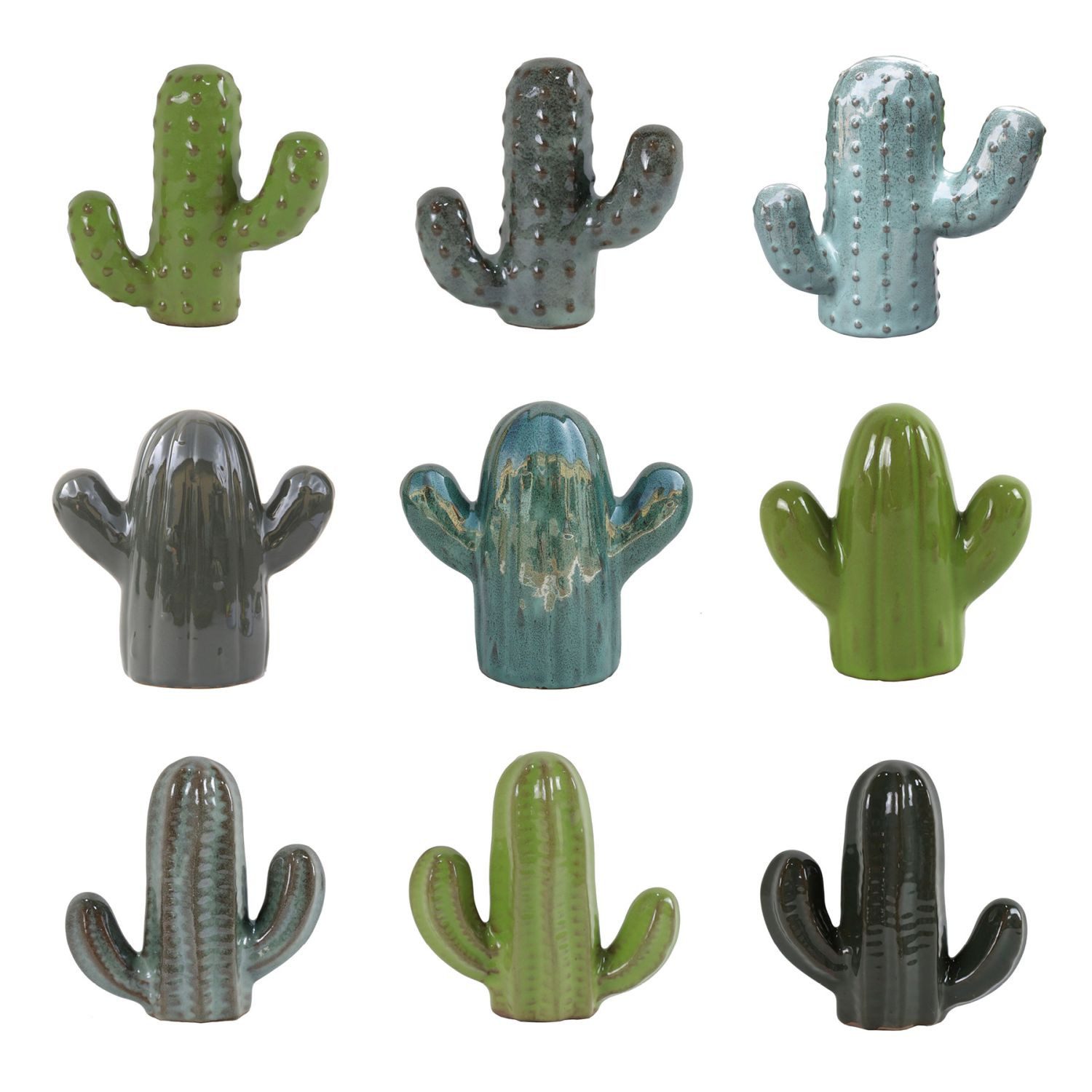 INNA-Glas Gartenfigur Dekofigur Kaktus PIKSINA, mintgrün/olivgrün/frühlingsgrün, 72 Stück