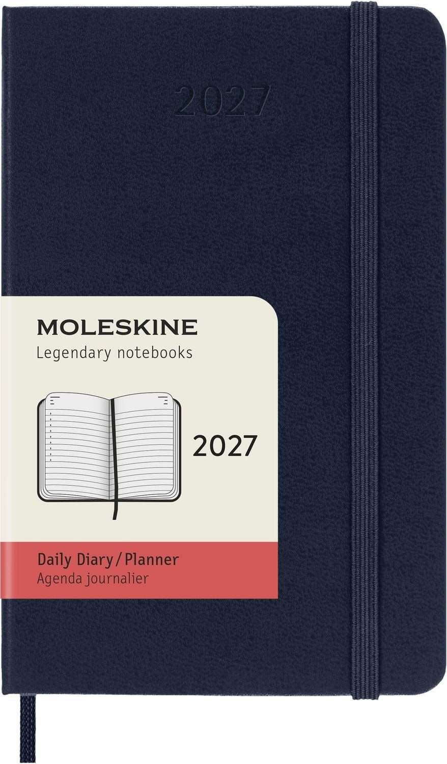 MOLESKINE Buchkalender Moleskine 12 Monate Tageskalender 2027, Pocket/A6, 1 Tag = 1 Seite, Fe