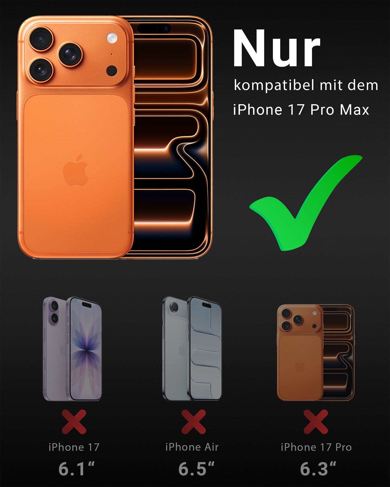 GreenHec Displayschutzglas Panzerfolie Sichtschutz iPhone 17 16 15 14 13 Pro Max Air Schutzfolie für iPhone 17 Pro Max, Spar-Set, 9H Glas Displayschutz Anti-Spy – Bild 2 von 5