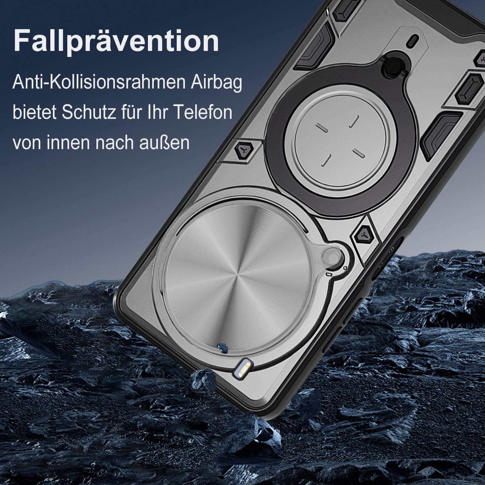 betterfon Handyhülle für ZTE Blade Hülle mit Slide Kameraschutz Ringhalter, Outdoorhülle mit Smartstand, Silikonkern & präziser Passform – Bild 4 von 5