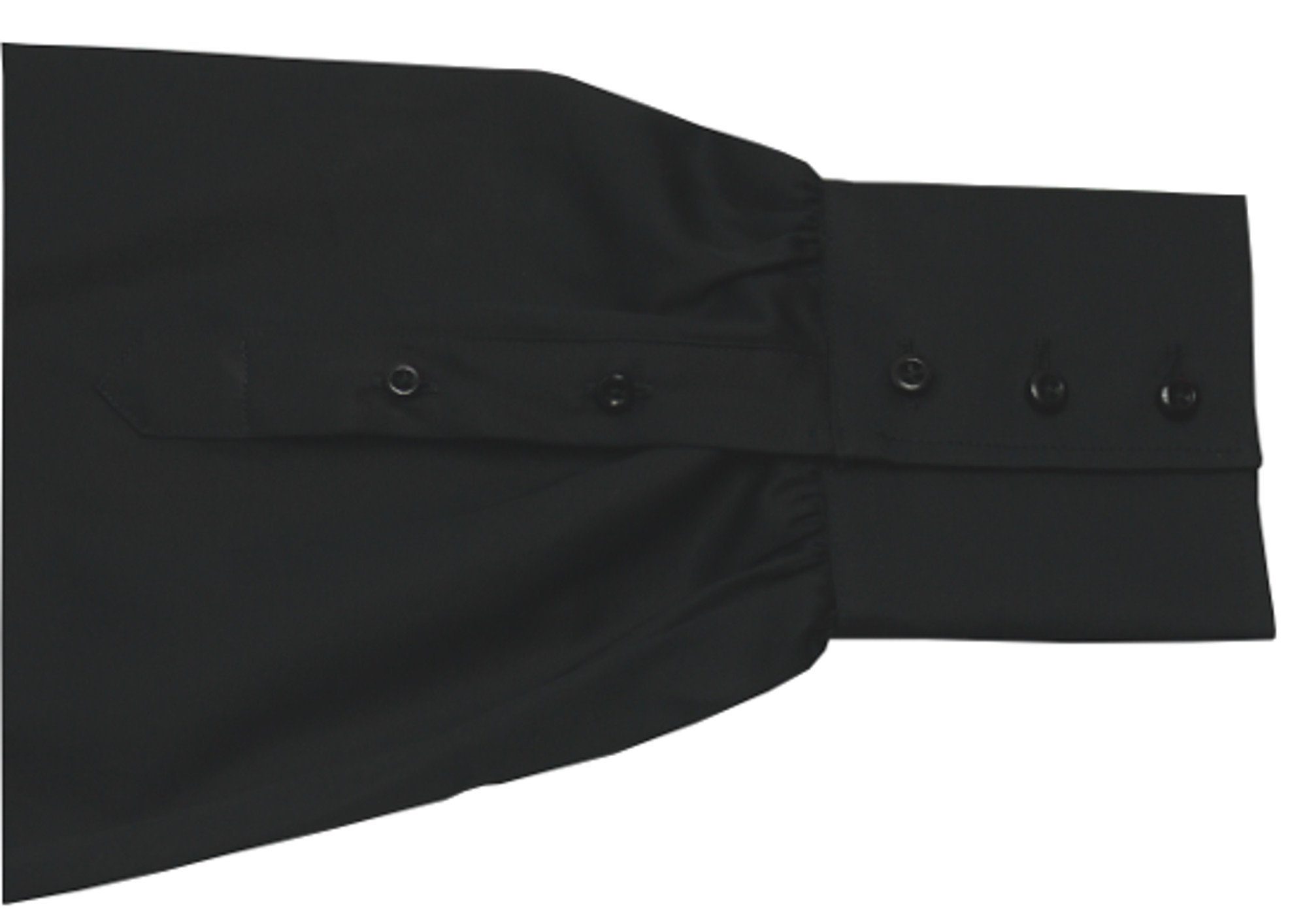Langarmhemd / HU-0091 Form Comfort Hemden Regular Vorderteil, Rüschen schwarz weite Fit-bequeme Huber im