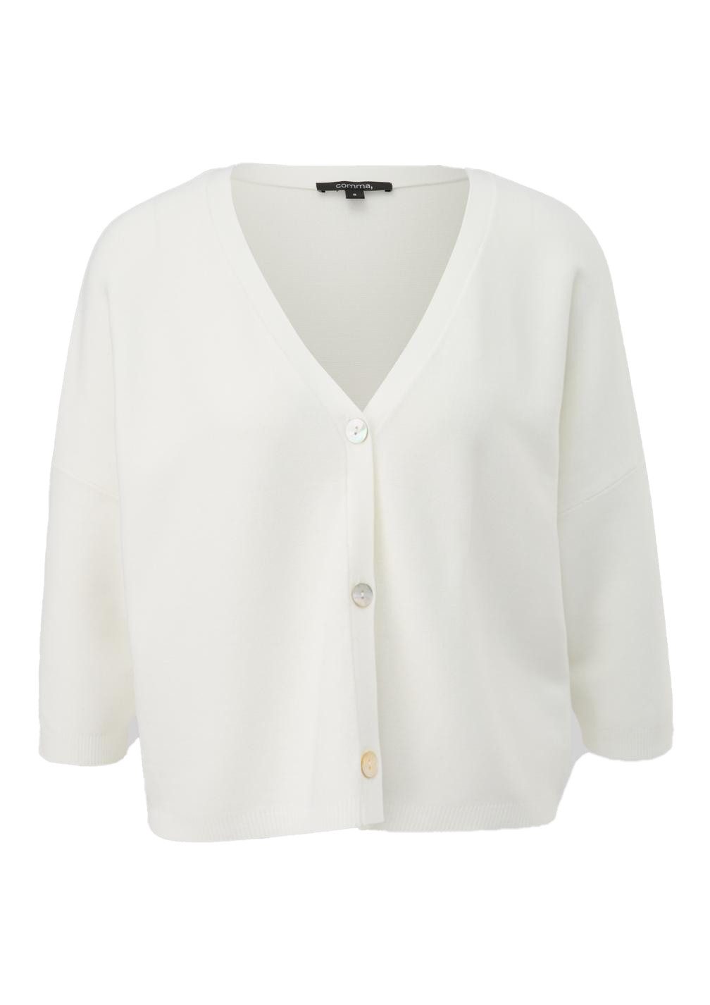 comma Strickjacke Strickjacke mit 3/4-Arm (1-tlg) Boxy Fit, Perlmuttknöpfe