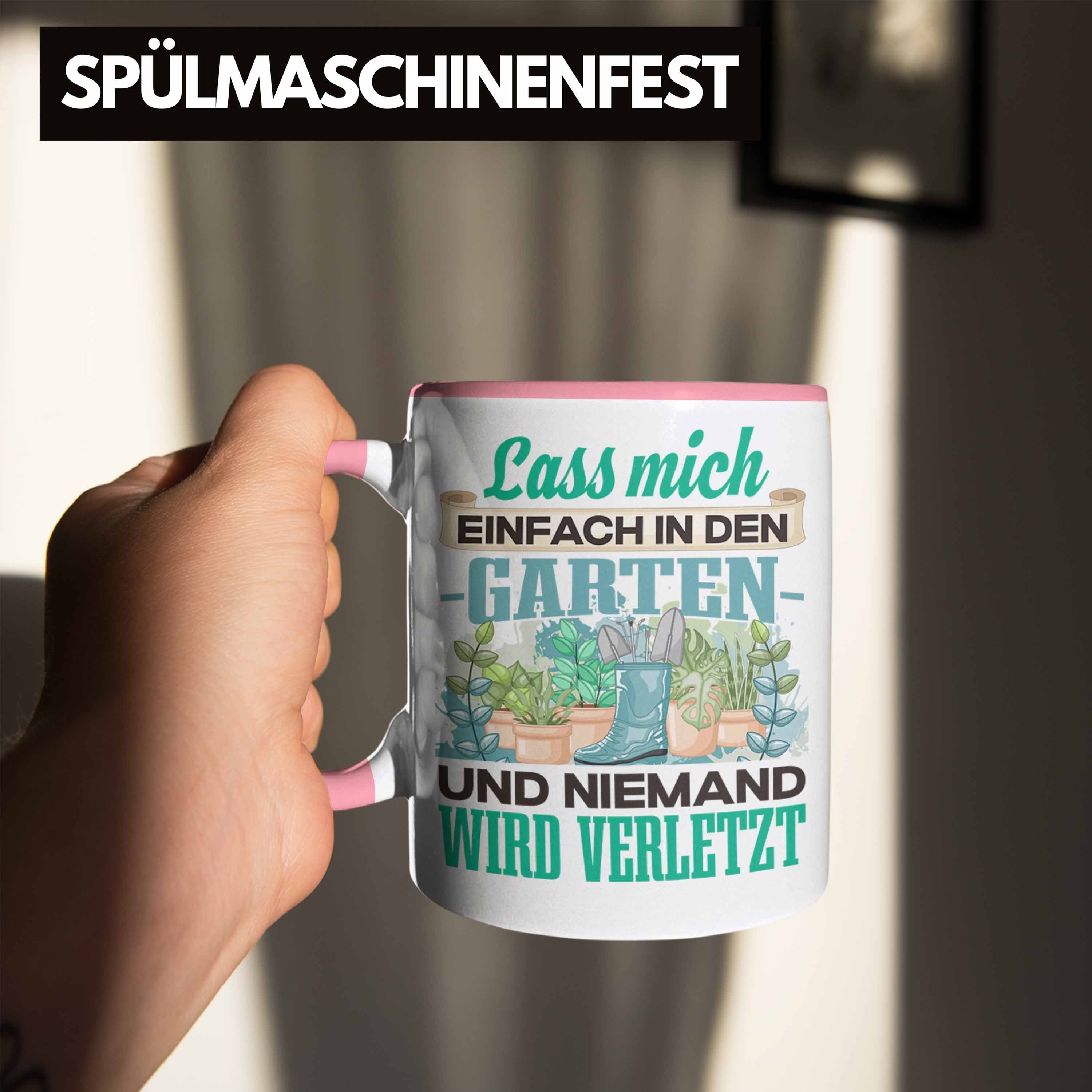 Trendation Tasse Trendation - Gärtner L Geschenkidee Geschenk Tasse Spruch Hobbygärtner Rosa