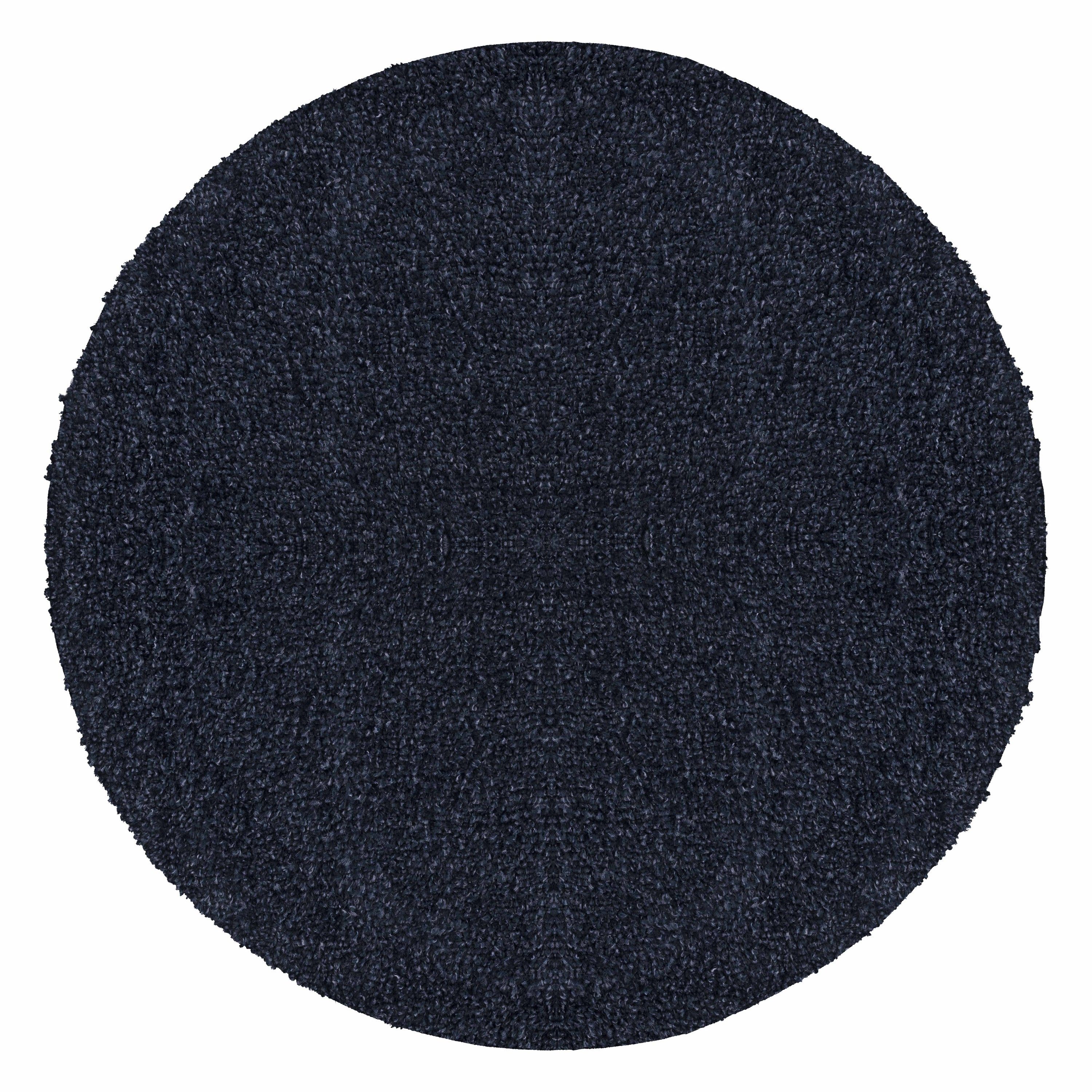 Teppich Unicolor - Einfarbig, Teppium, Rund, Höhe: 30 mm, Teppich Wohnzimmer Navy