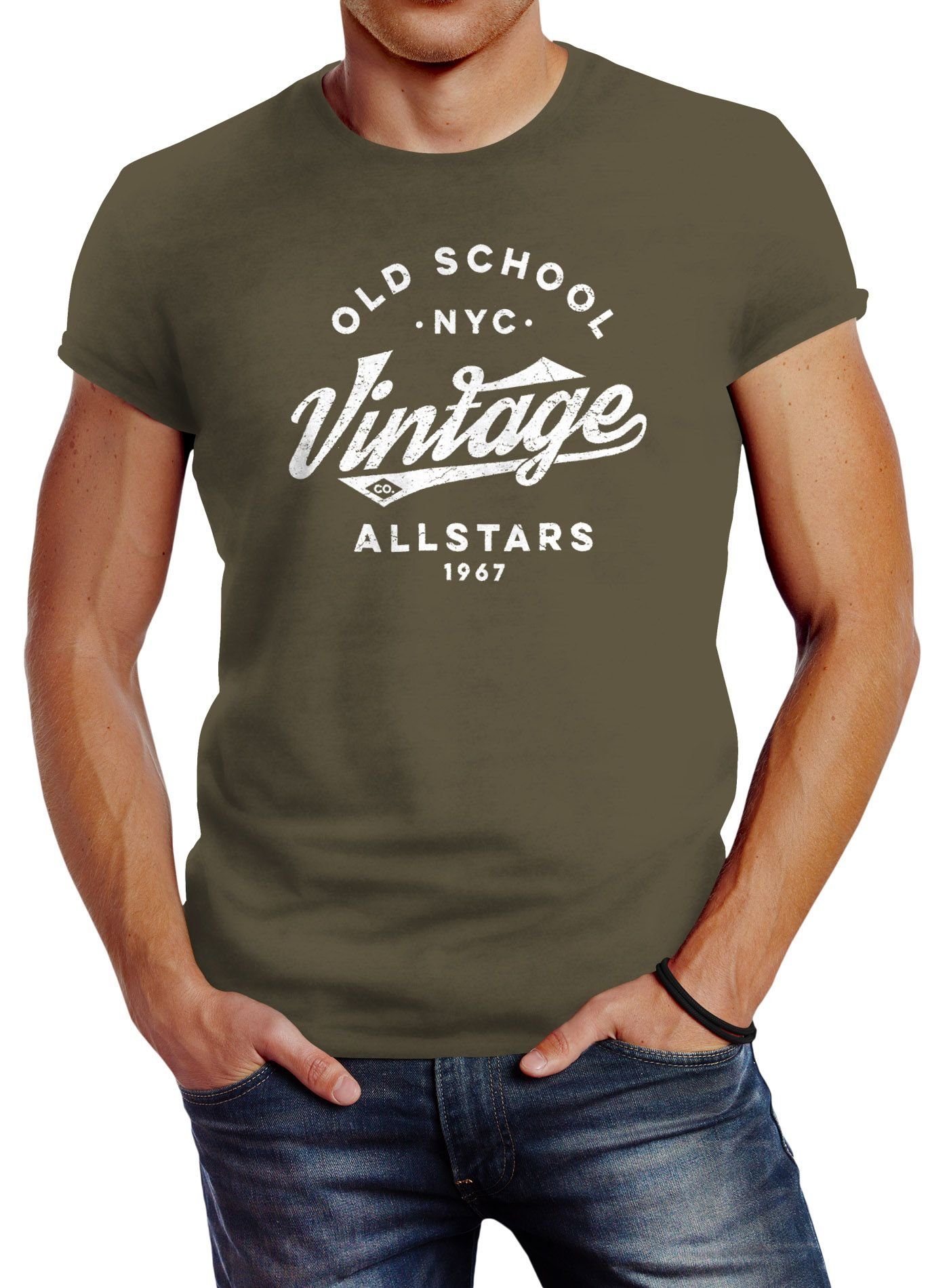 Neverless Print-Shirt Neverless® Herren T-Shirt College günstig online kaufen