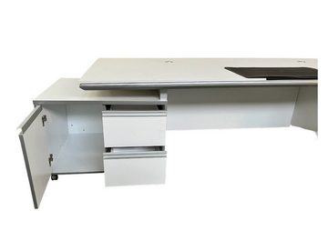 Jet-Line Schreibtisch Büromöbel Chef Schreibtisch KEHL in weiß 2.4 m Pra
