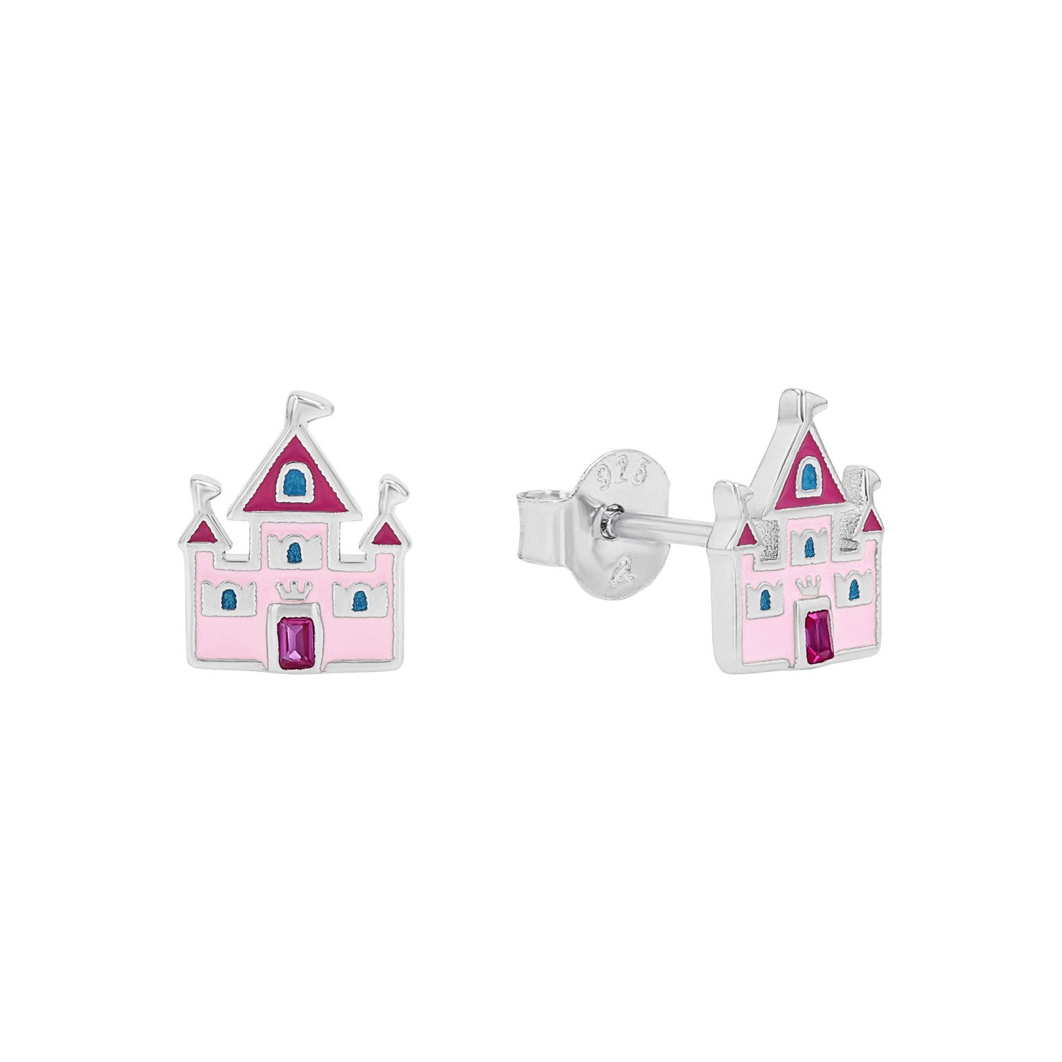 Prinzessin Lillifee Paar Ohrstecker Schloss-Motiv, mit Zirkonia (synth)