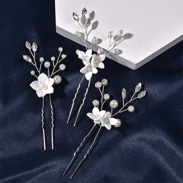 Fivejoy Haarnadeln Braut Hochzeit Kopfbedeckungen 3 Blume U-förmige Haarspangen