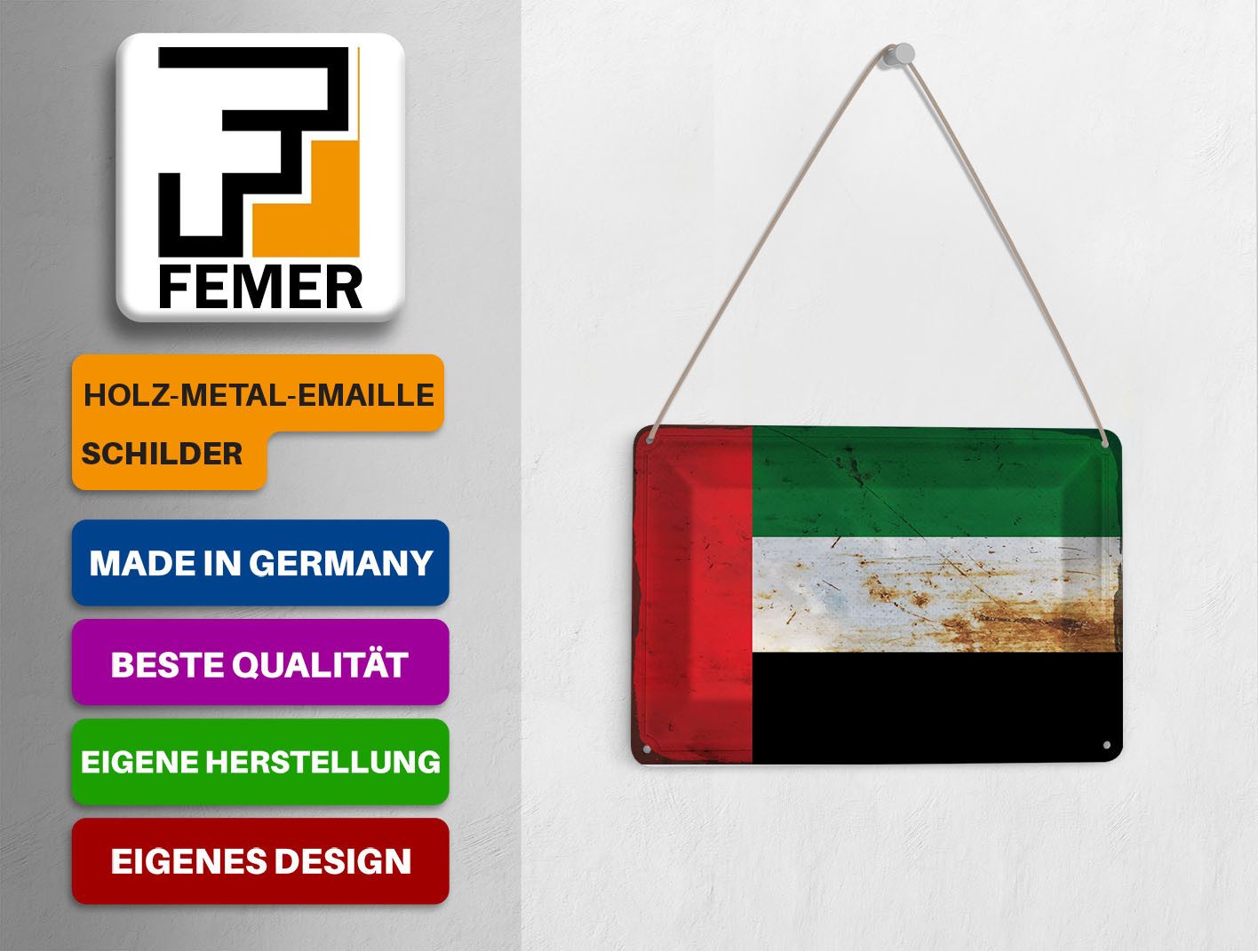 Femer GmbH Postkarte Flagge Arabische Emirate 14x10 cm Flag Rost, unfrankiert