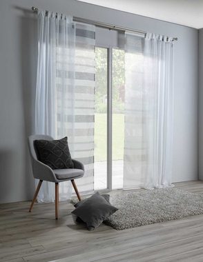 Vorhang LAINA, Flächen, Braun, Weiß, L 245 x B 60 cm, Home4You, Schlaufe, transparent