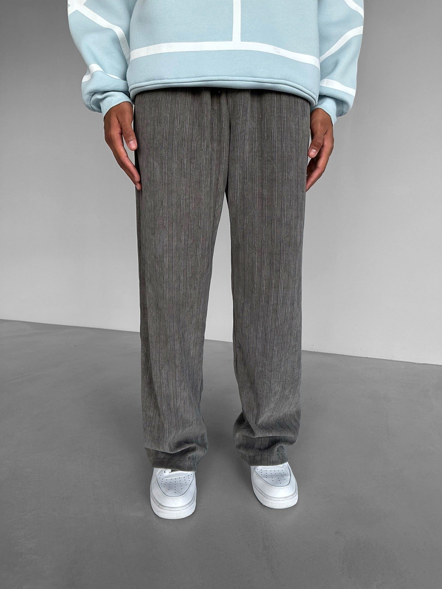 Abluka Sweatpants STRUCTURAL PATTERN KNIT PANT GRAY