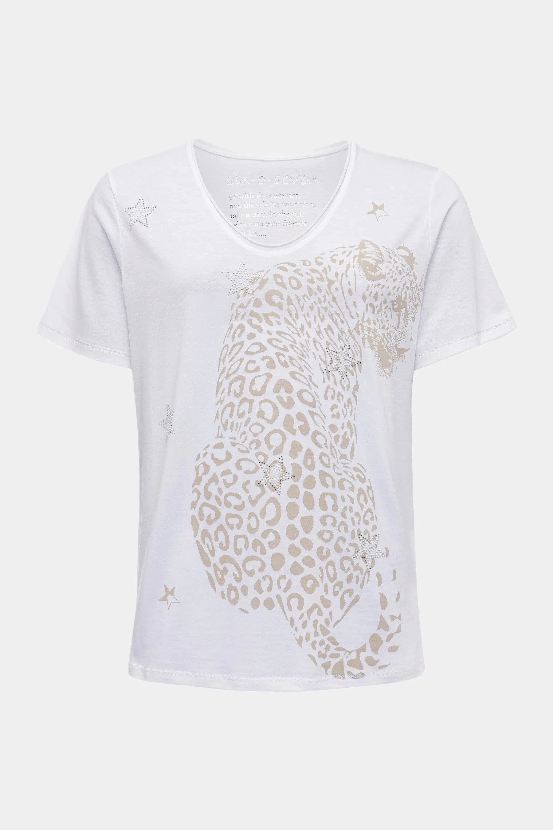 six-o-seven T-Shirt Six-o-Seven T-Shirt mit beigen Leopard-Print KITT günstig online kaufen