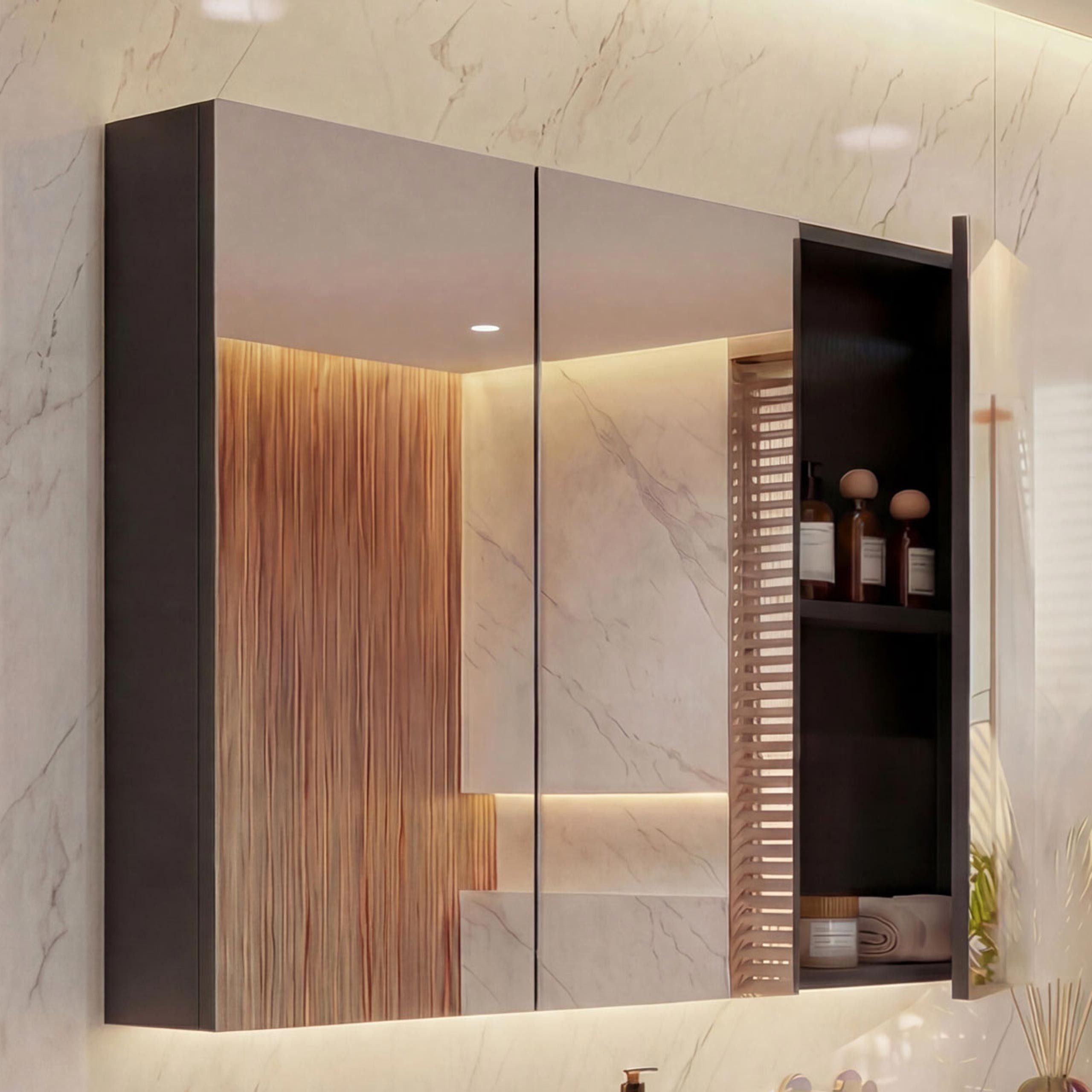 MCW Badezimmerspiegelschrank MCW-B19b-80 Hochglanz-Optik günstig online kaufen