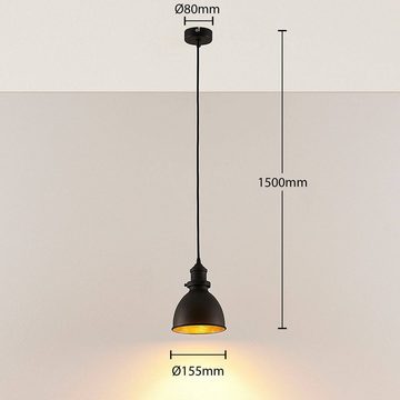 Lindby Hängeleuchte Jasminka, dimmbar, Leuchtmittel nicht inklusive, Modern, Metall, Schwarz, gold, 1 flammig, E27, Deckenlampe