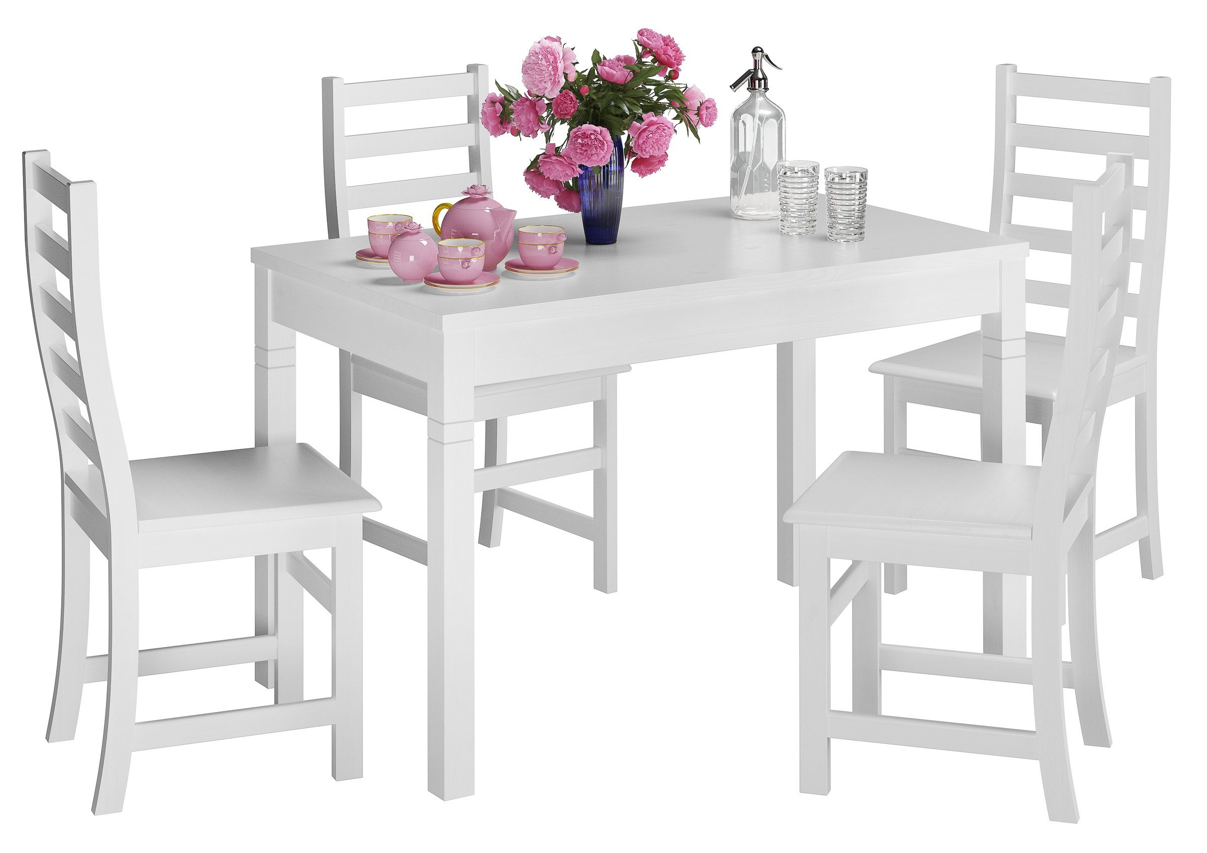Küchentisch Holztisch Tisch Esstisch 80x120 weiß Küchentisch ERST-HOLZ Massivholz