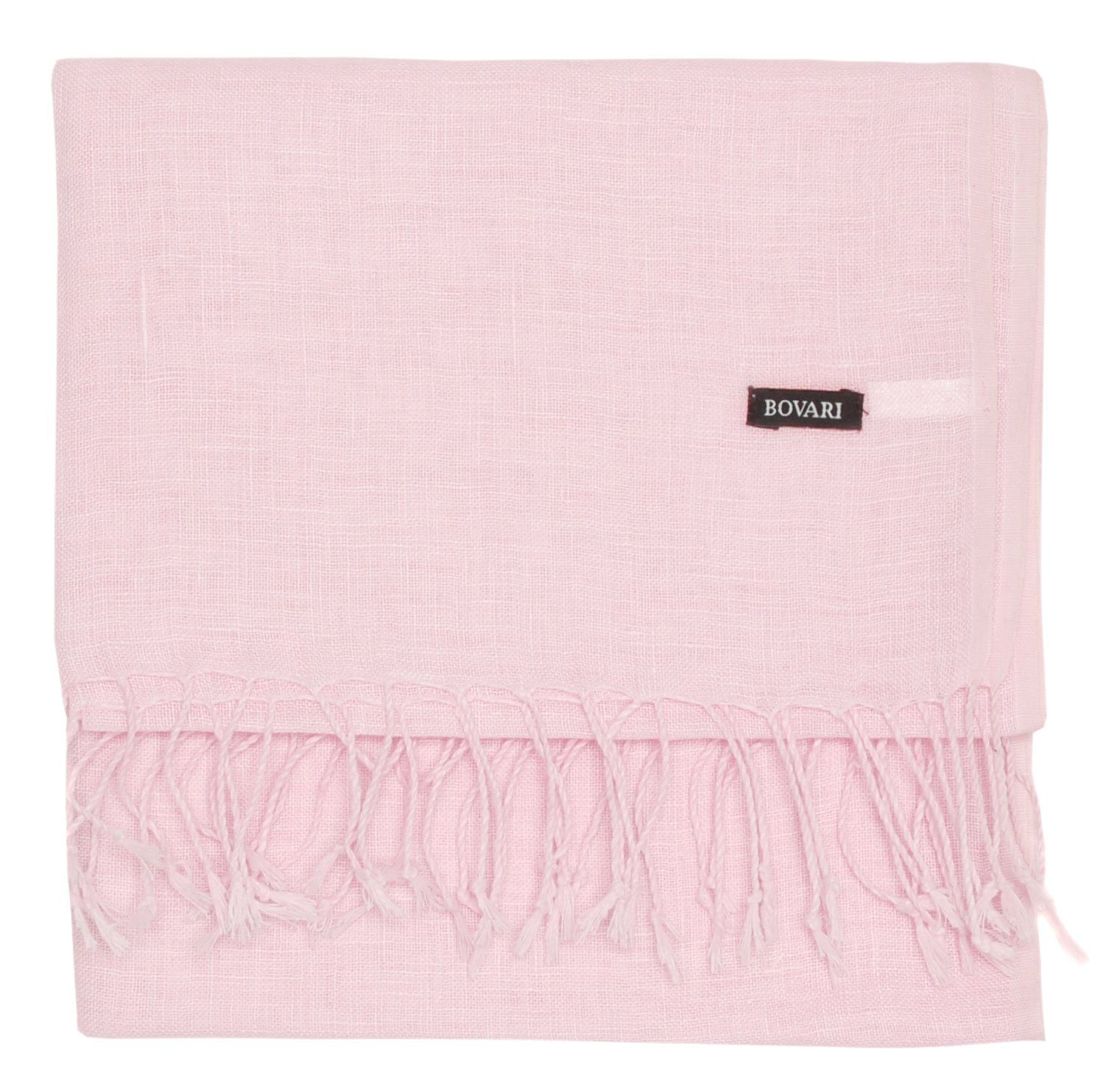 Bovari Schal Leinen Schal für - atmungsaktiv rosa und aus – Ganzjahres-Schal leicht Damen 100% – Fransen-Schal und Herren Leinen